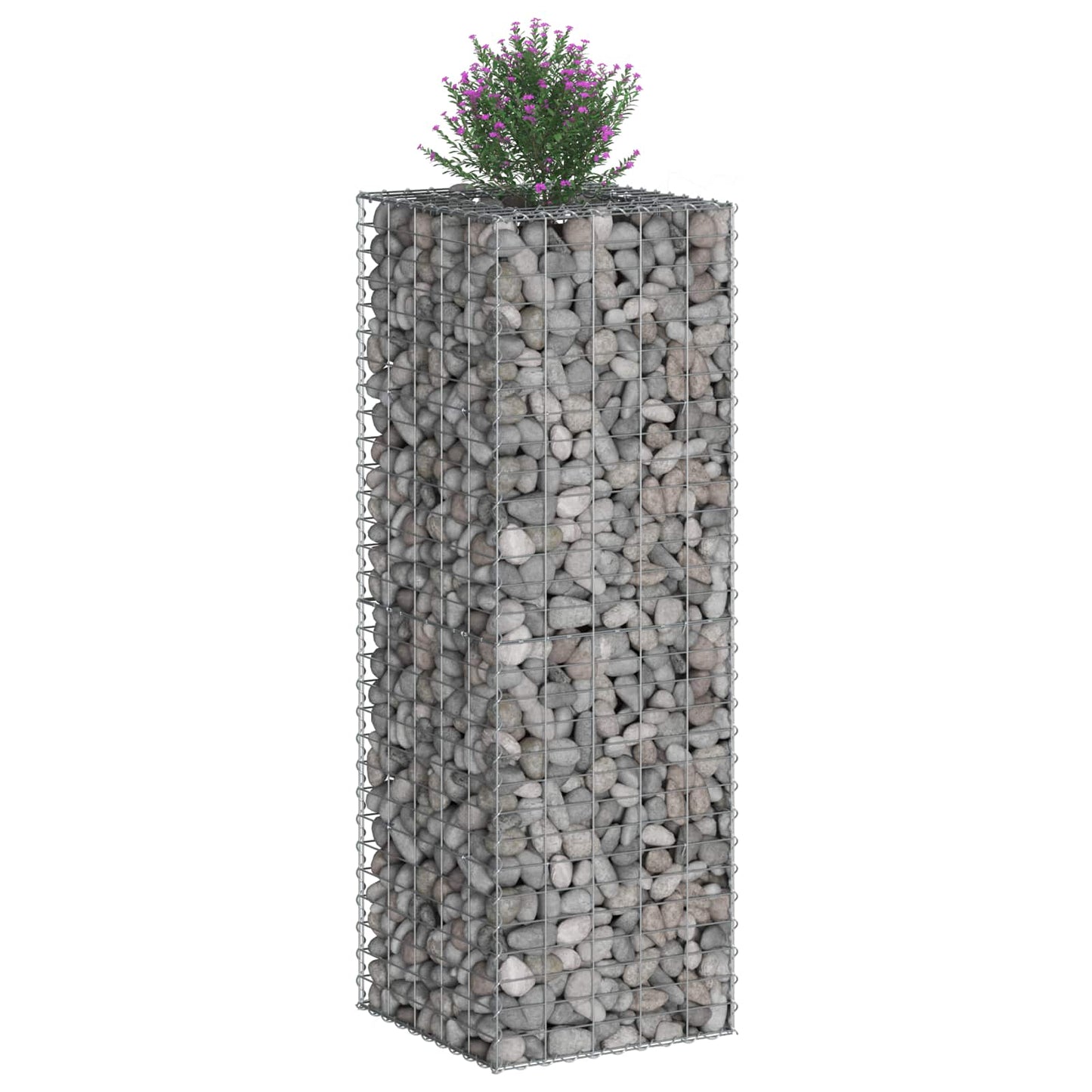 Gabion højbed 50 x 50 x 150 cm Galvaniseret stål Sølv