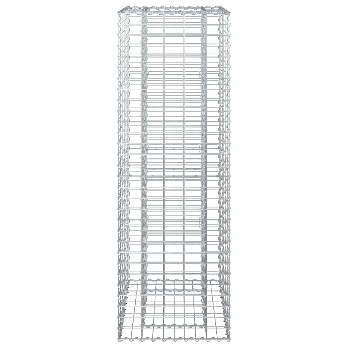 Gabion højbed 50 x 50 x 150 cm Galvaniseret stål Sølv