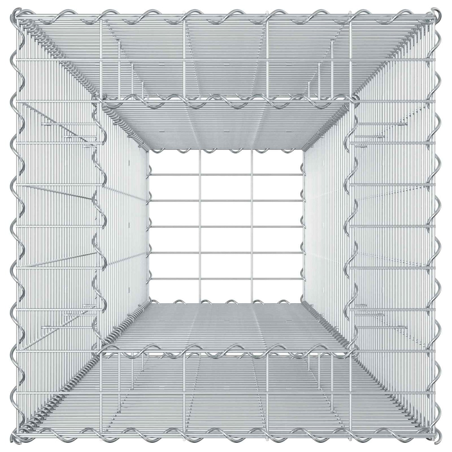 Gabion højbed 50 x 50 x 150 cm Galvaniseret stål Sølv