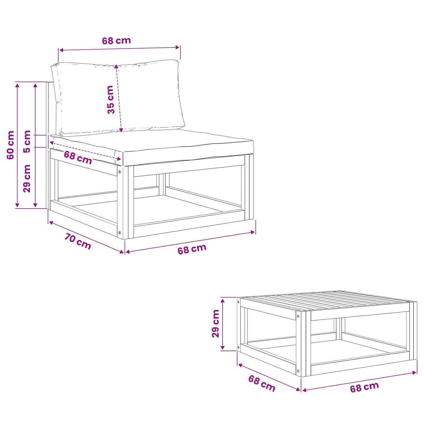 Sektionelt hjørnesofa med puder 100 % polyester Solid-Acacia
