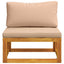 Midtersofa med hynder 100 % polyester Solid-Acacia Naturfarvet