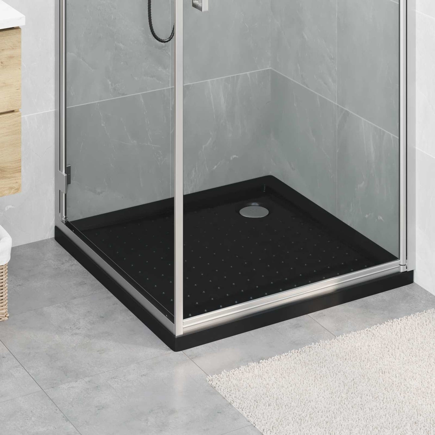 Brusebund Tray med Dots 80 x 80 x 4 cm ABS Sort