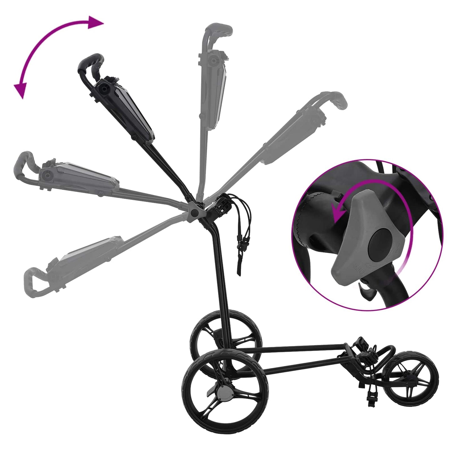 Golf Trolley Sort 95 x 60 x 130 cm Jern