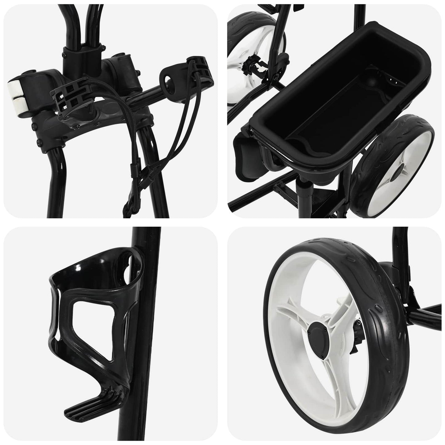 Golf Trolley med sæde Sort og Hvid 100 x 60 x 130 cm Jern