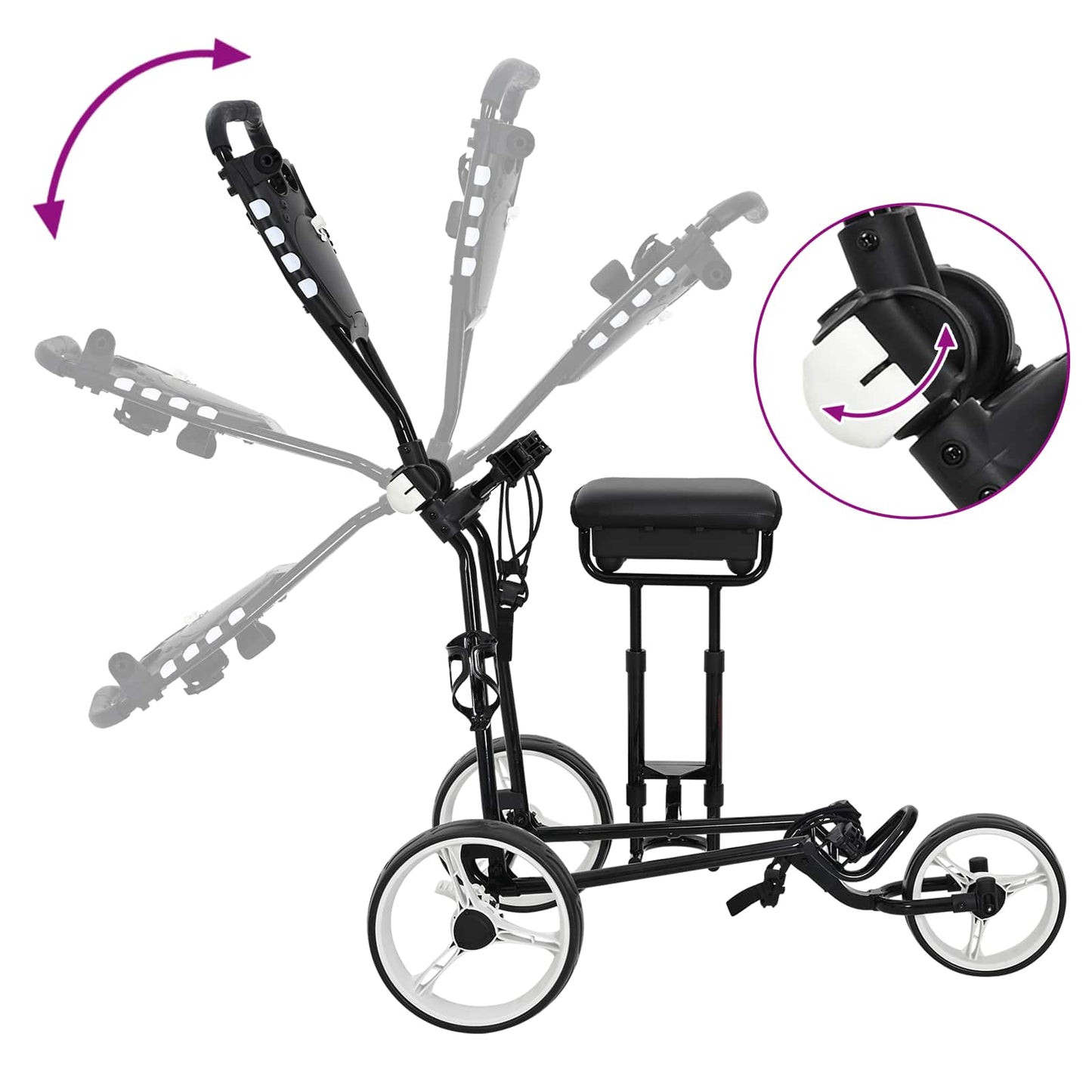 Golf Trolley med sæde Sort og Hvid 100 x 60 x 130 cm Jern