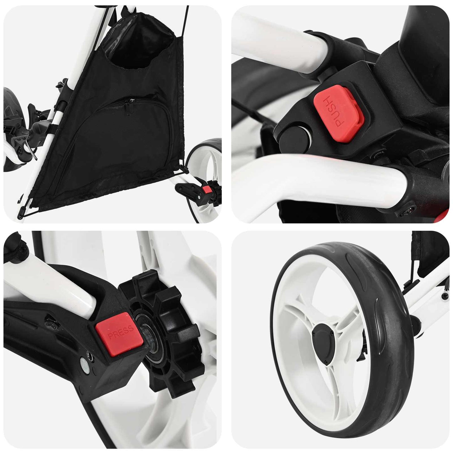 Golf Trolley Sort og Hvid 100 x 69 x 114 cm Aluminium