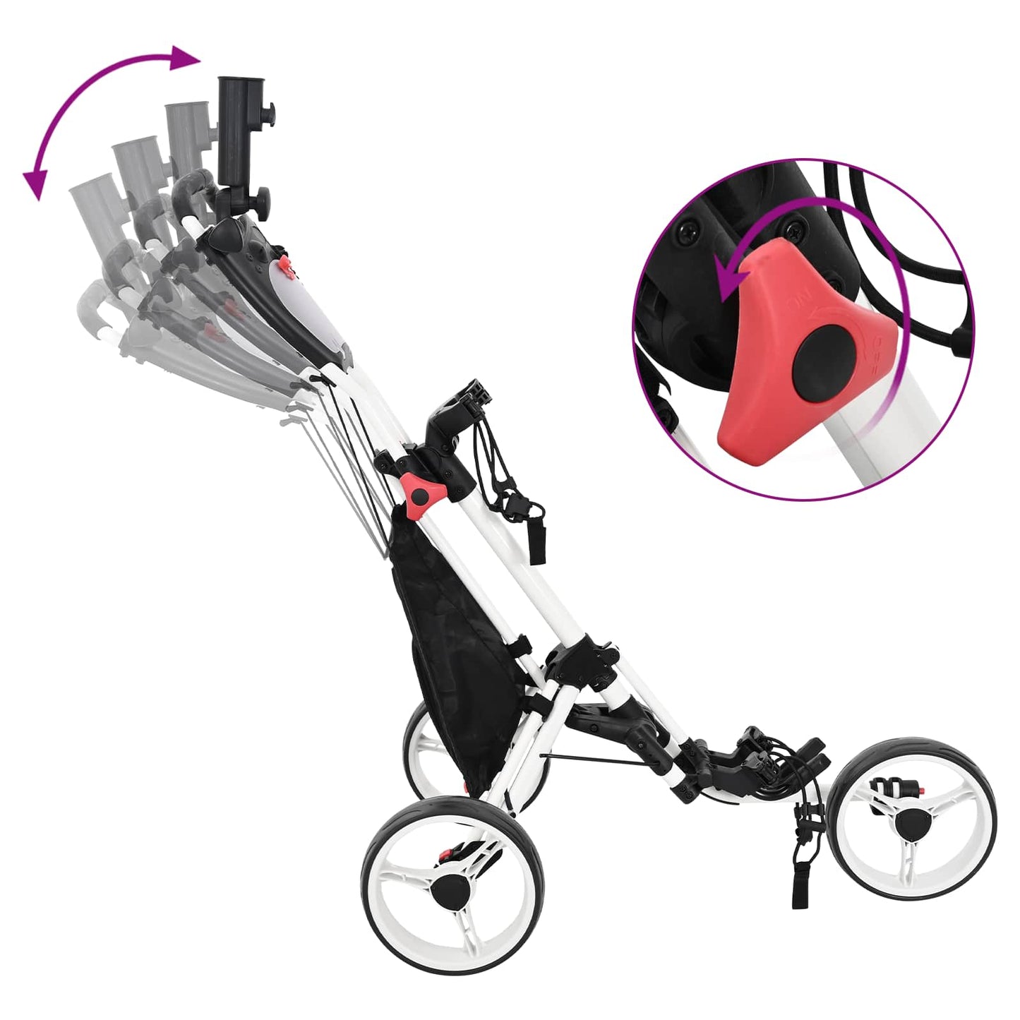 Golf Trolley Sort og Hvid 100 x 69 x 114 cm Aluminium