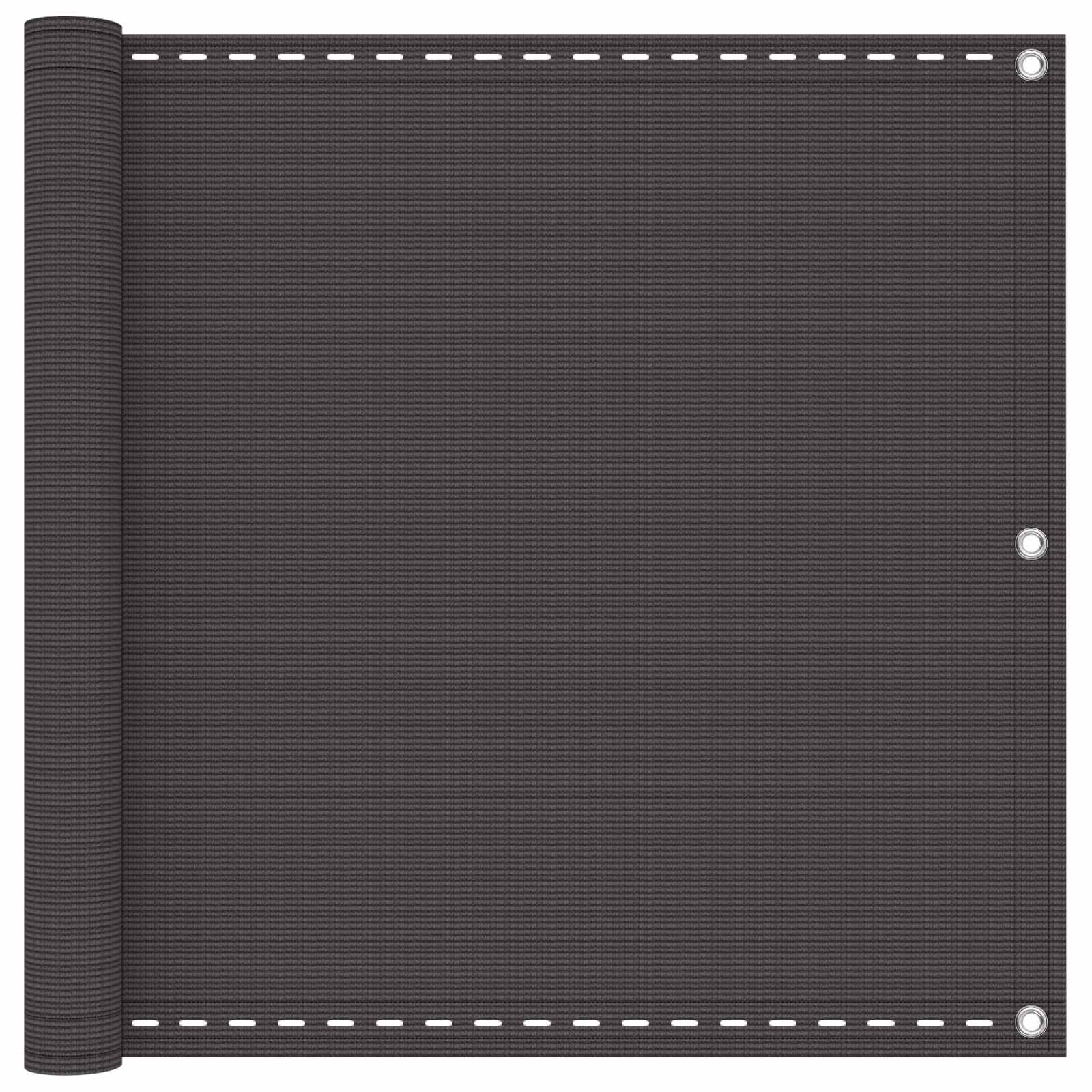 Altan skærm i antracit 90 × 1.000 cm - HDPE med aluminiumsøjer