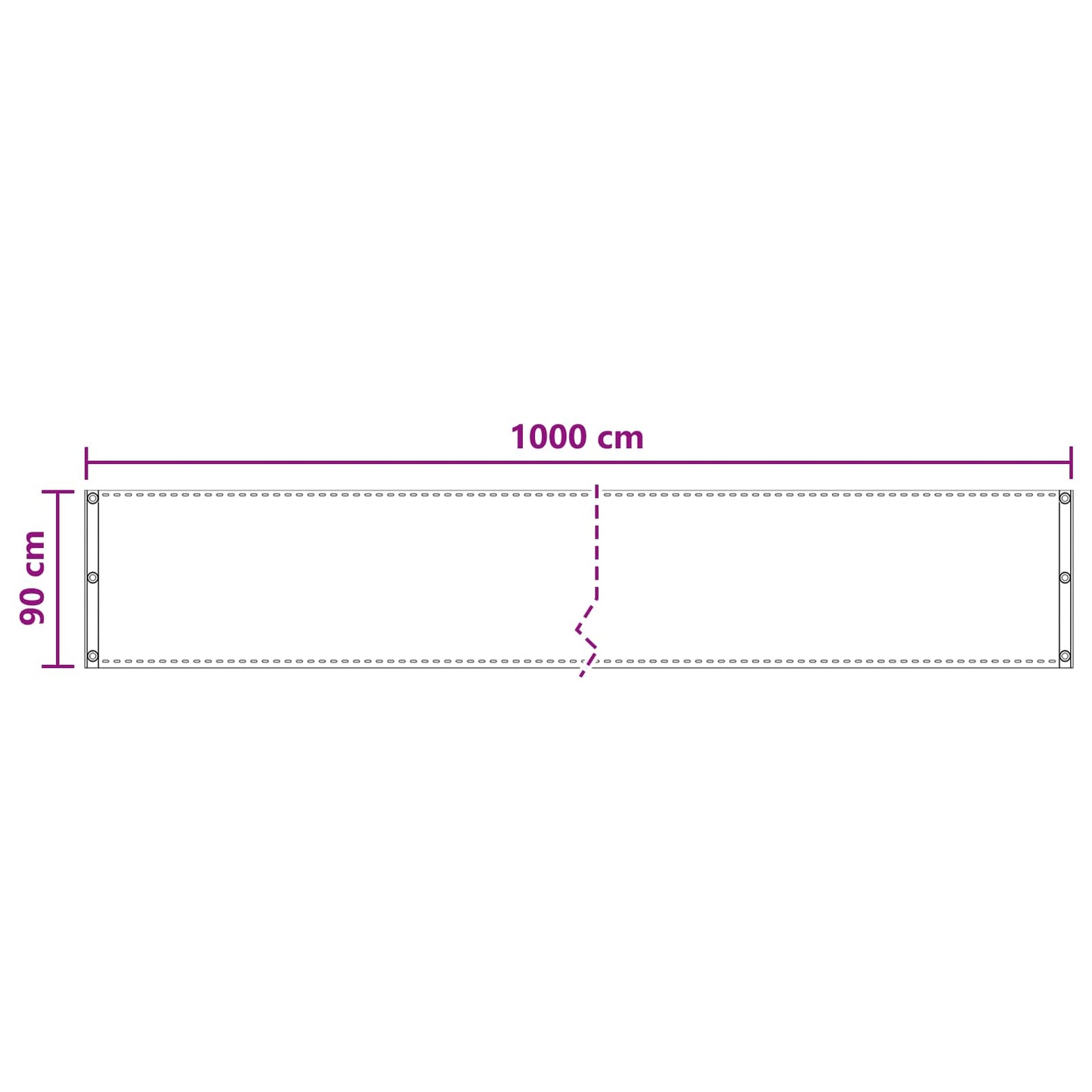 Altan Skærm Antracit 90 x 1000 cm HDPE og Aluminium