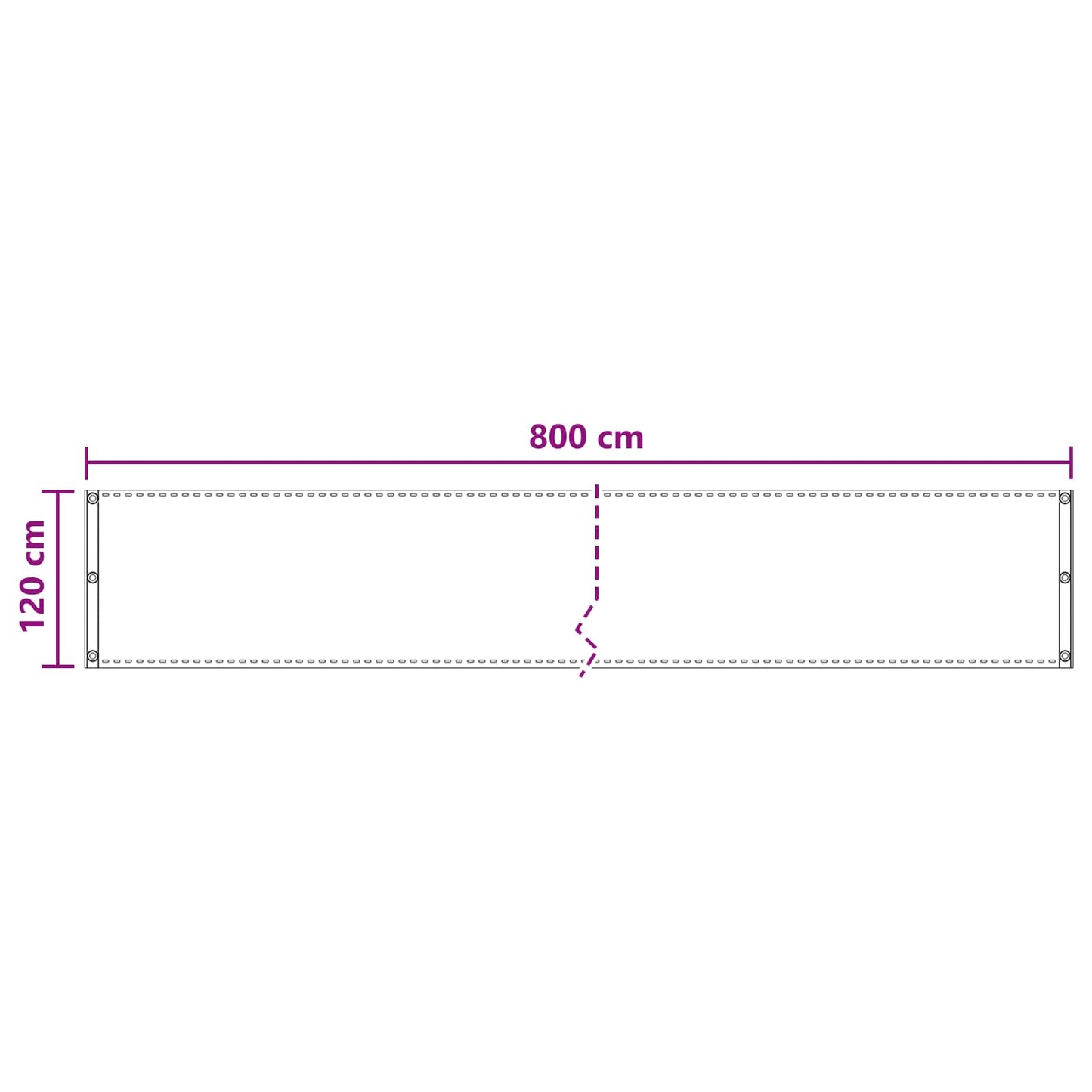 Altan Skærm Sort 120 x 800 cm HDPE og Aluminium