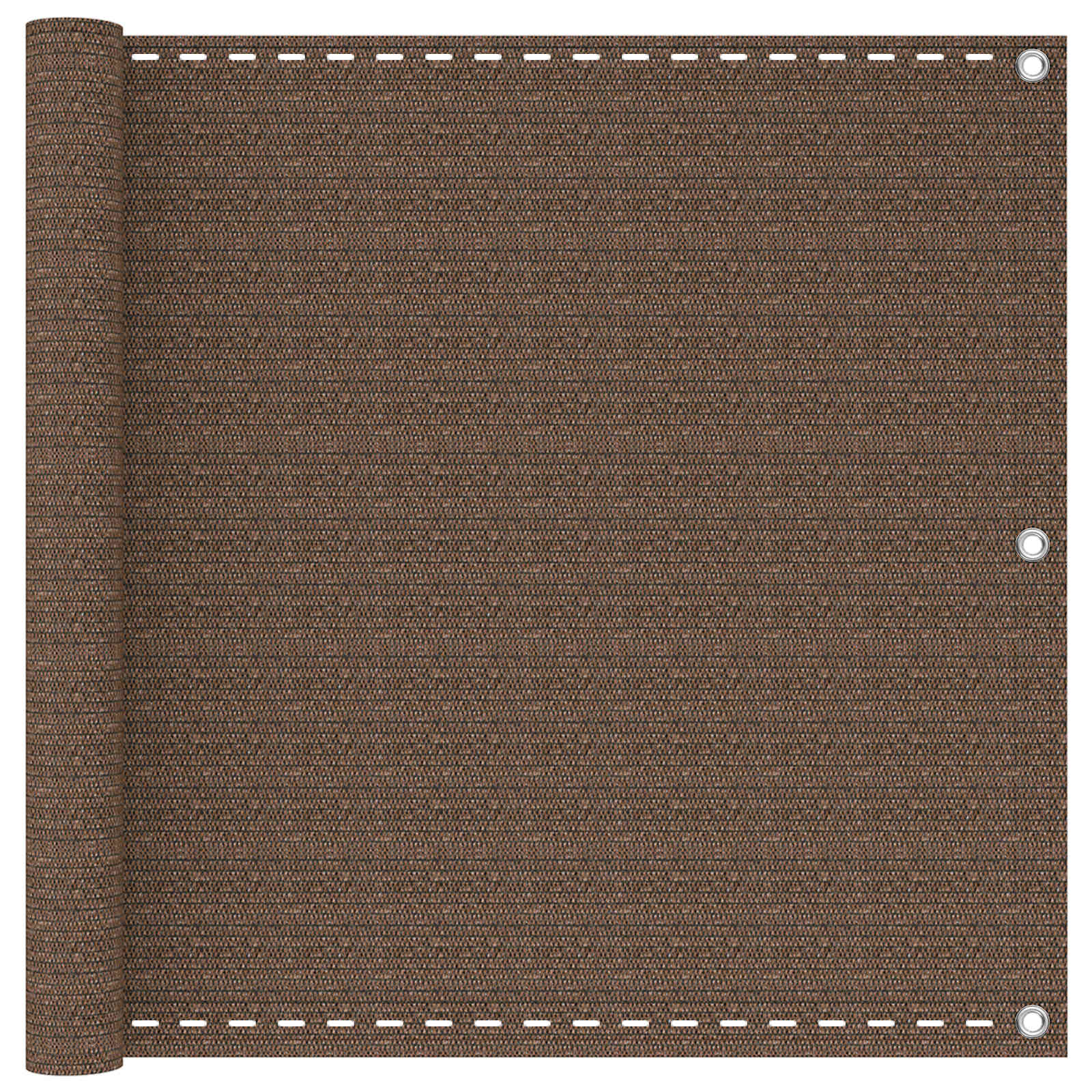 Altan skærm i brun 75 × 1.000 cm - HDPE med aluminiumsøjer