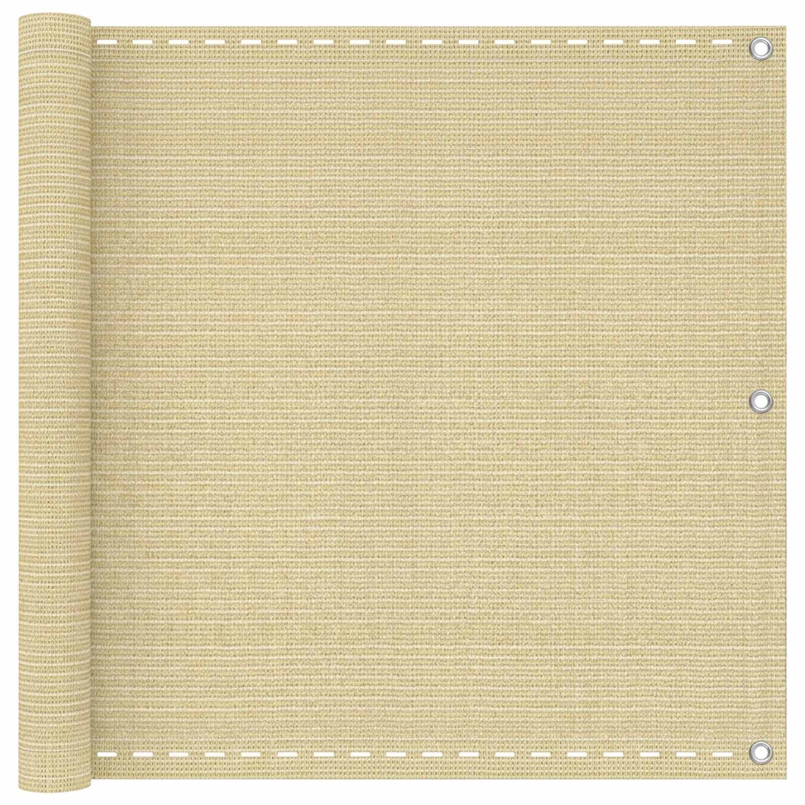 Altan skærm i HDPE - beige 120 × 700 cm med aluminiumsøjer