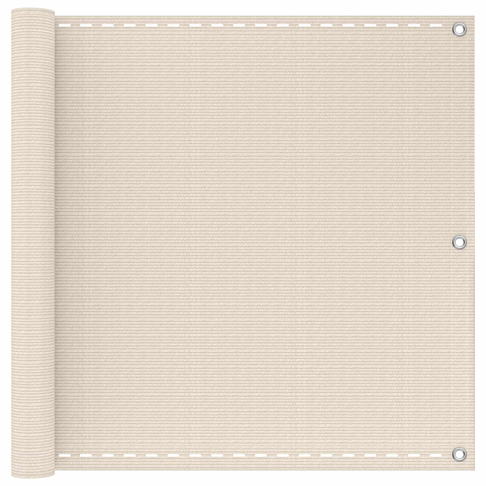 Altan skærm i HDPE - creme, 75 × 1.000 cm med aluminiumsøjer