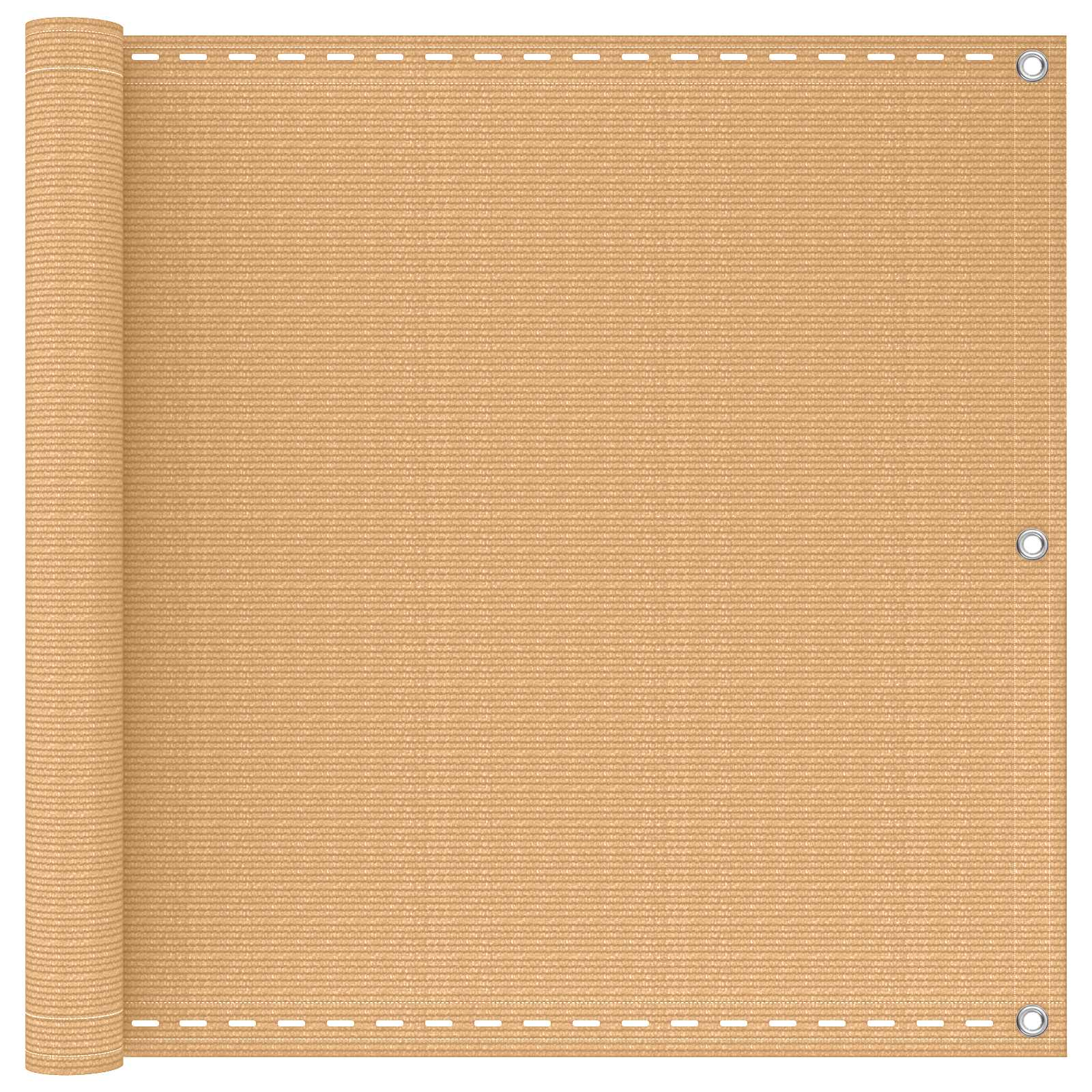 Altan skærm i sandfarvet HDPE - 75 × 600 cm med aluminiumsøjer