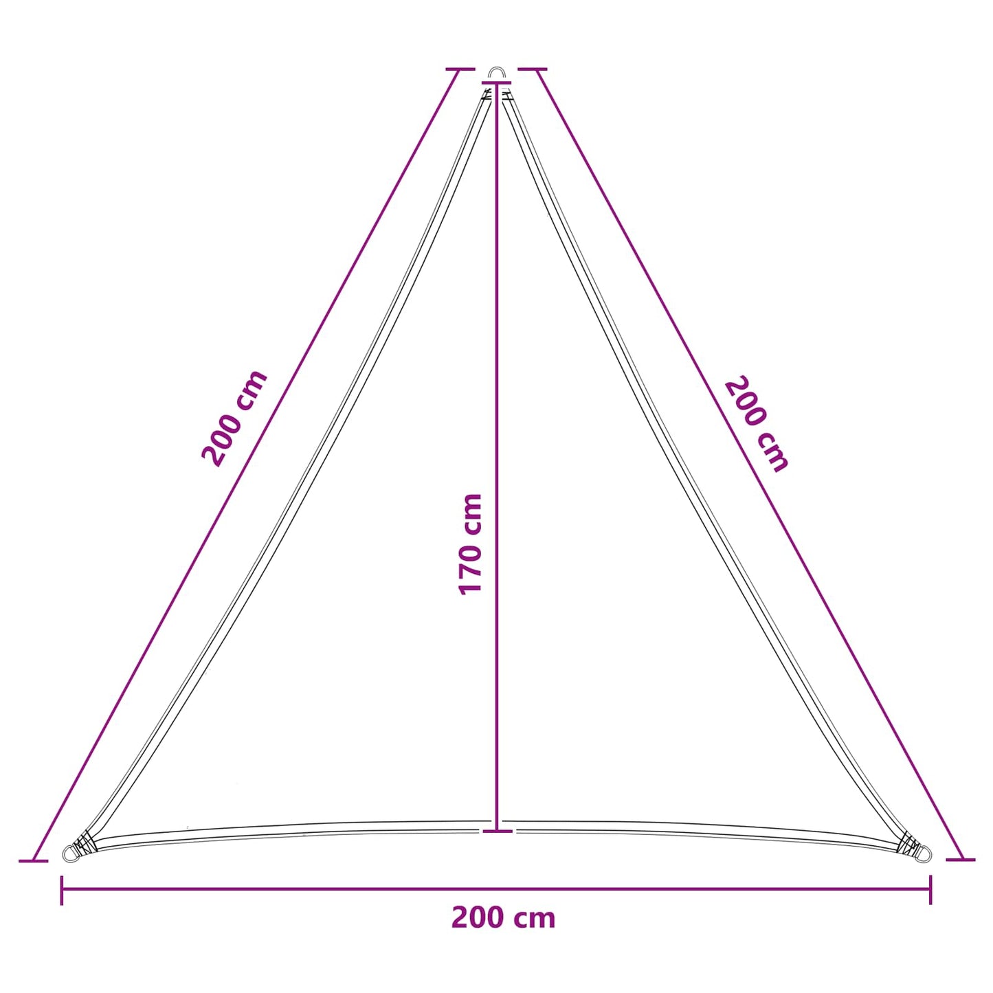 Solsejl 2 x 2 x 2 m HDPE Trekantet Terrakotta