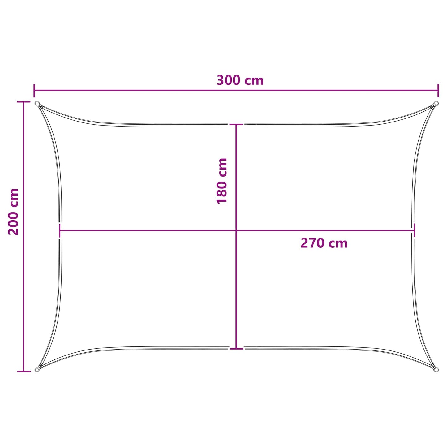 Solsejl Anthracit og hvid 2 x 3 m HDPE