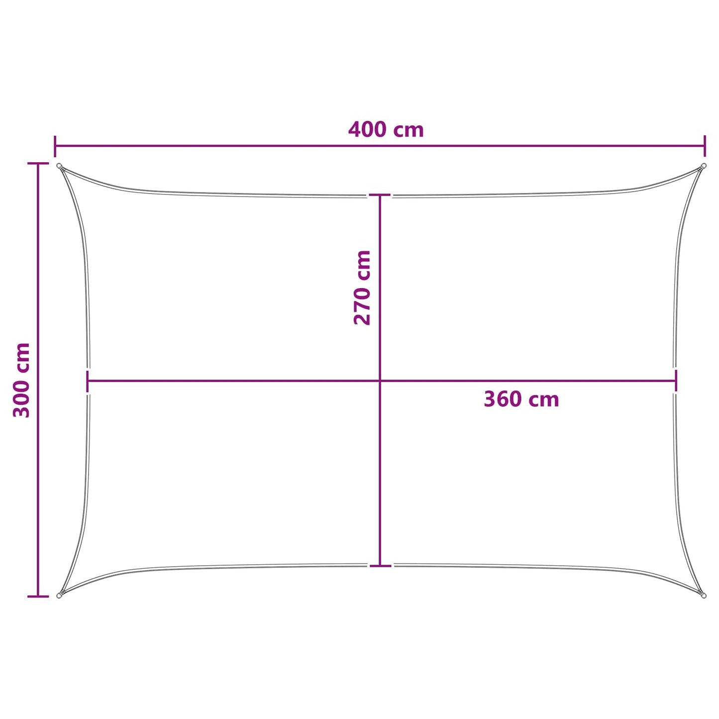 Solsejl Anthracit og hvid 3 x 4 m HDPE