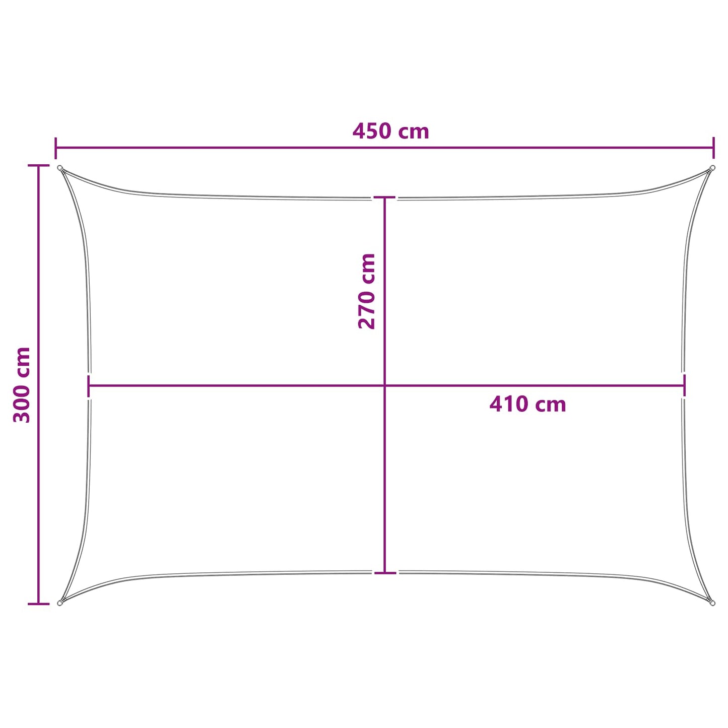 Solsejl Anthracit og hvid 3 x 4,5 m HDPE