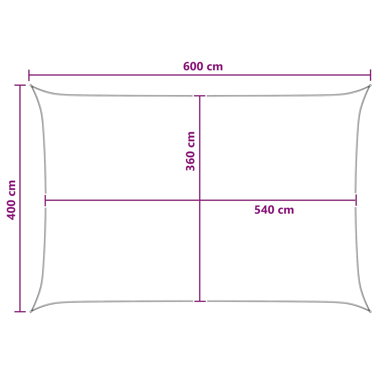 Solsejl Anthracit og hvid 4 x 6 m HDPE