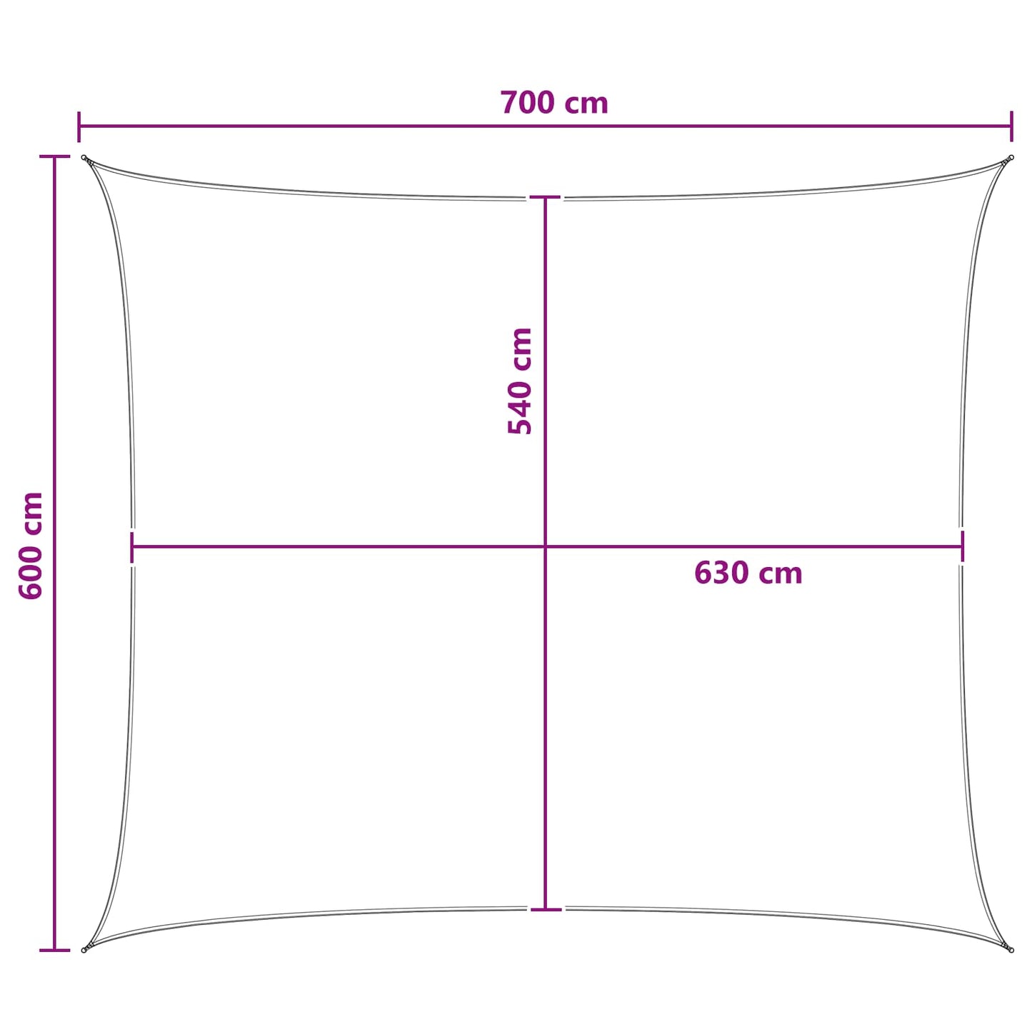 Solsejl Anthracit og hvid 6 x 7 m HDPE