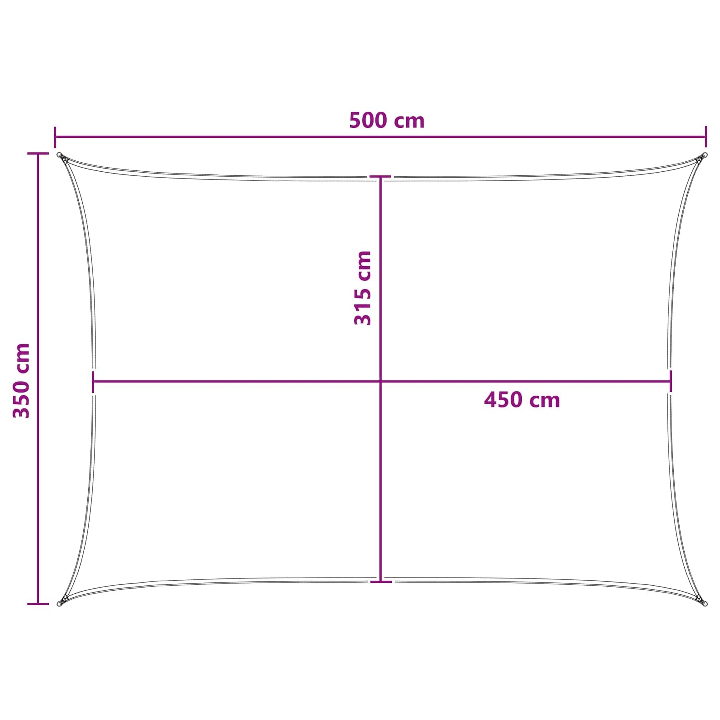 Solsejl Gul og Hvid 3,5 x 5 m HDPE