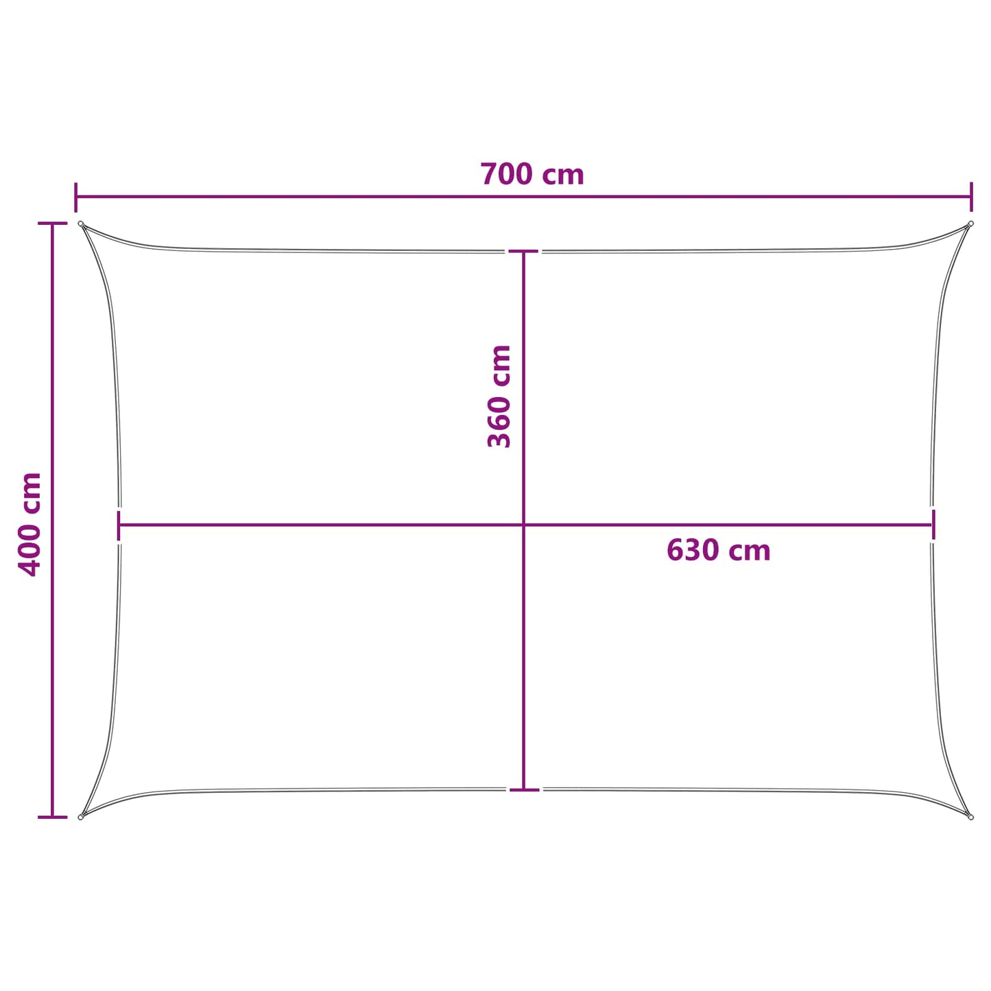 Solsejl Gul og Hvid 4 x 7 m HDPE