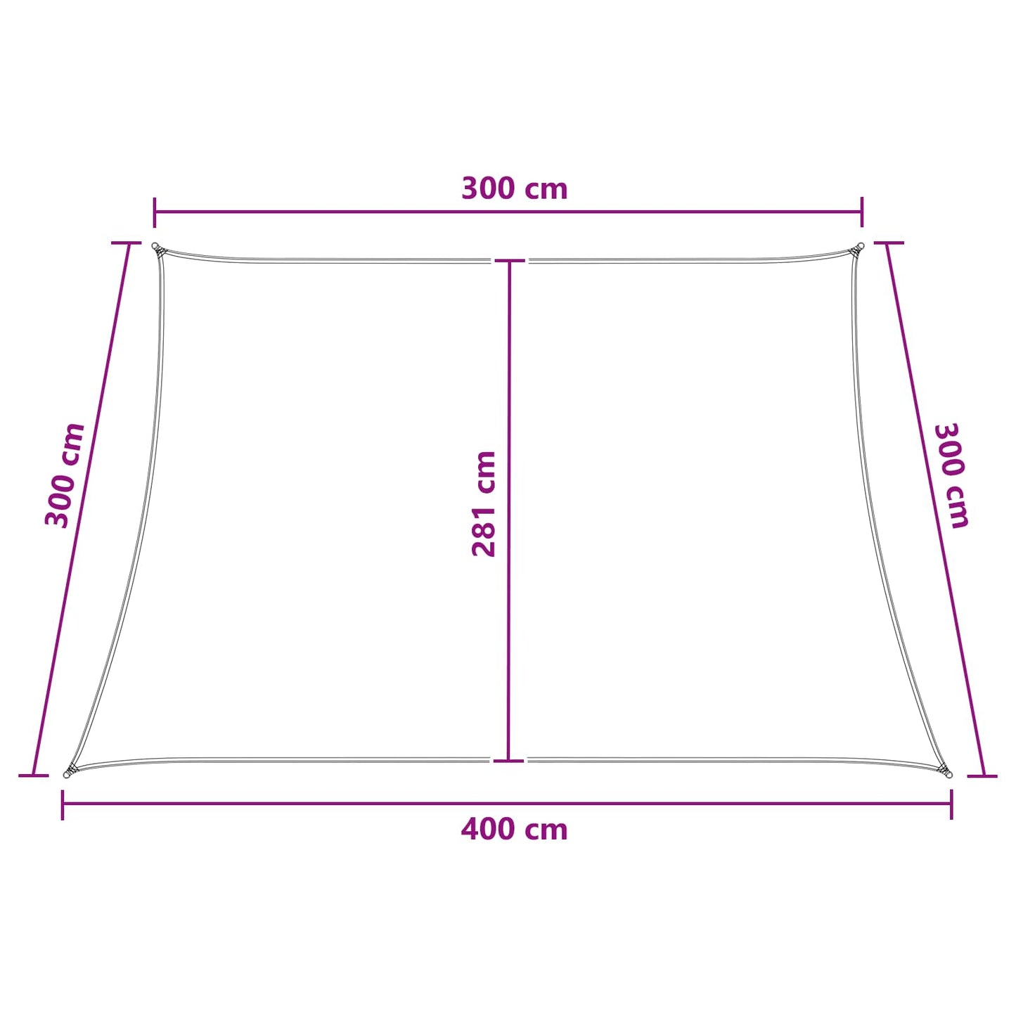 Solsejl Gul og Hvid 3 / 4 x 3 m HDPE