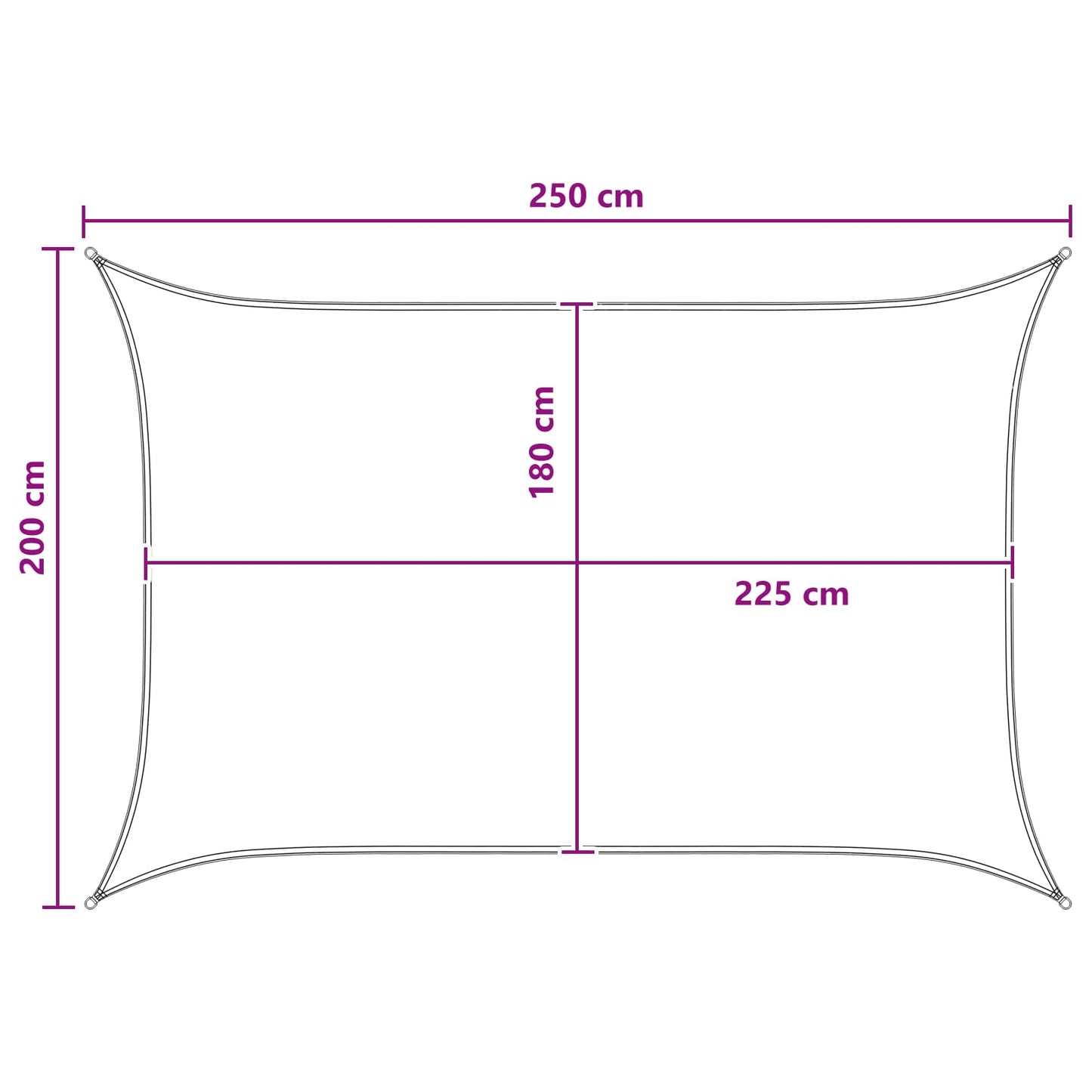Solsejl Blå og Hvid 2 x 2,5 m HDPE