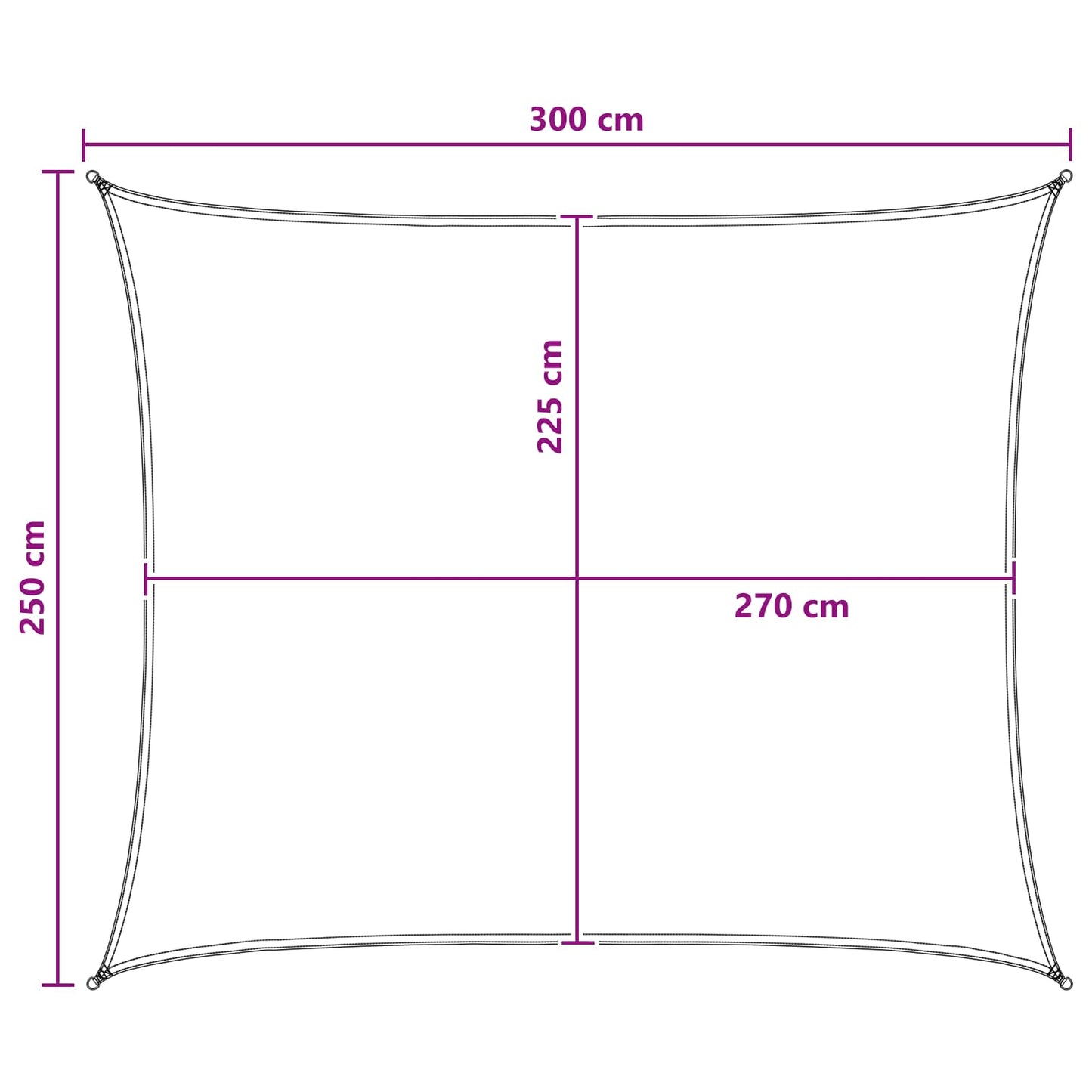 Solsejl Blå og Hvid 2,5 x 3 m HDPE