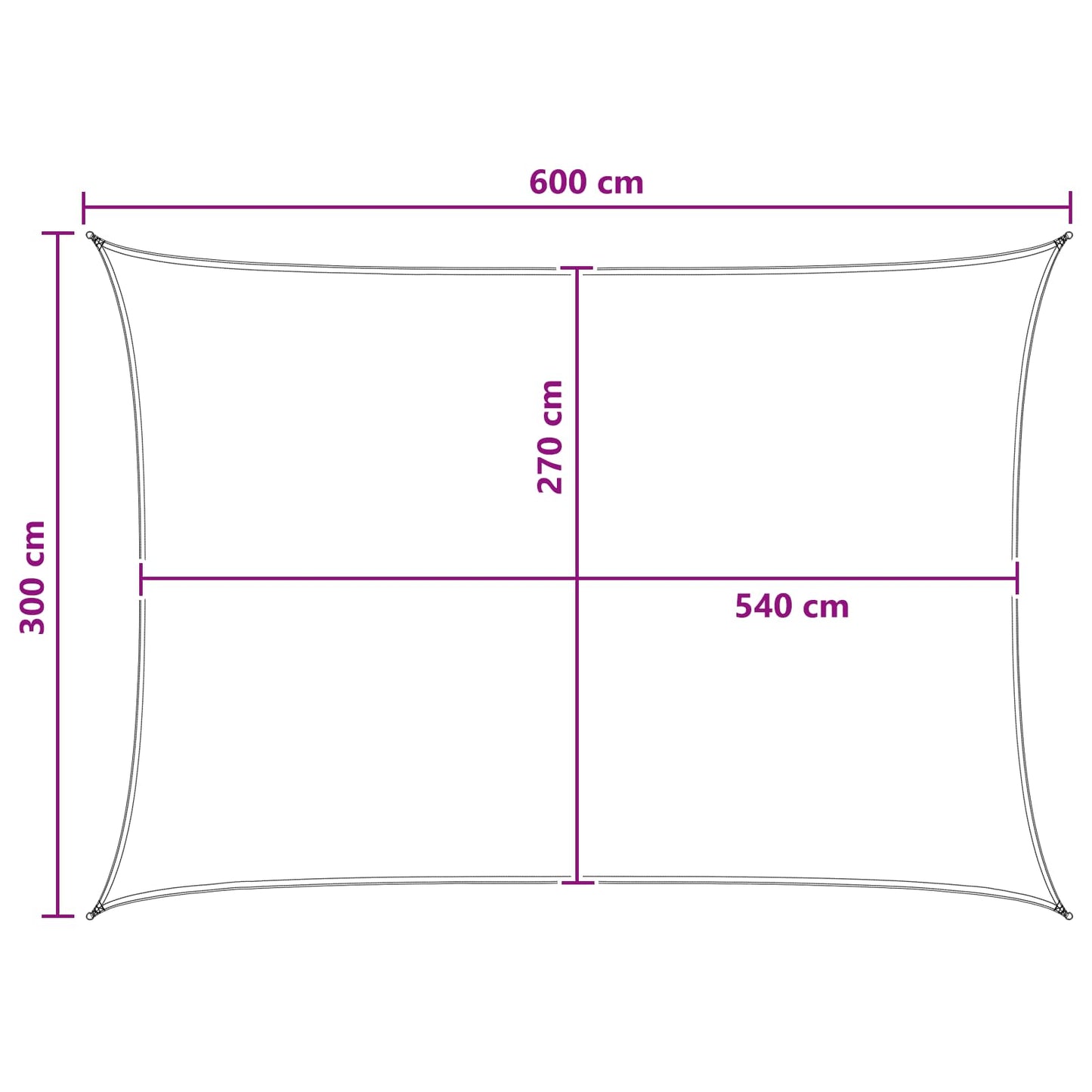 Solsejl Blå og Hvid 3 x 6 m HDPE