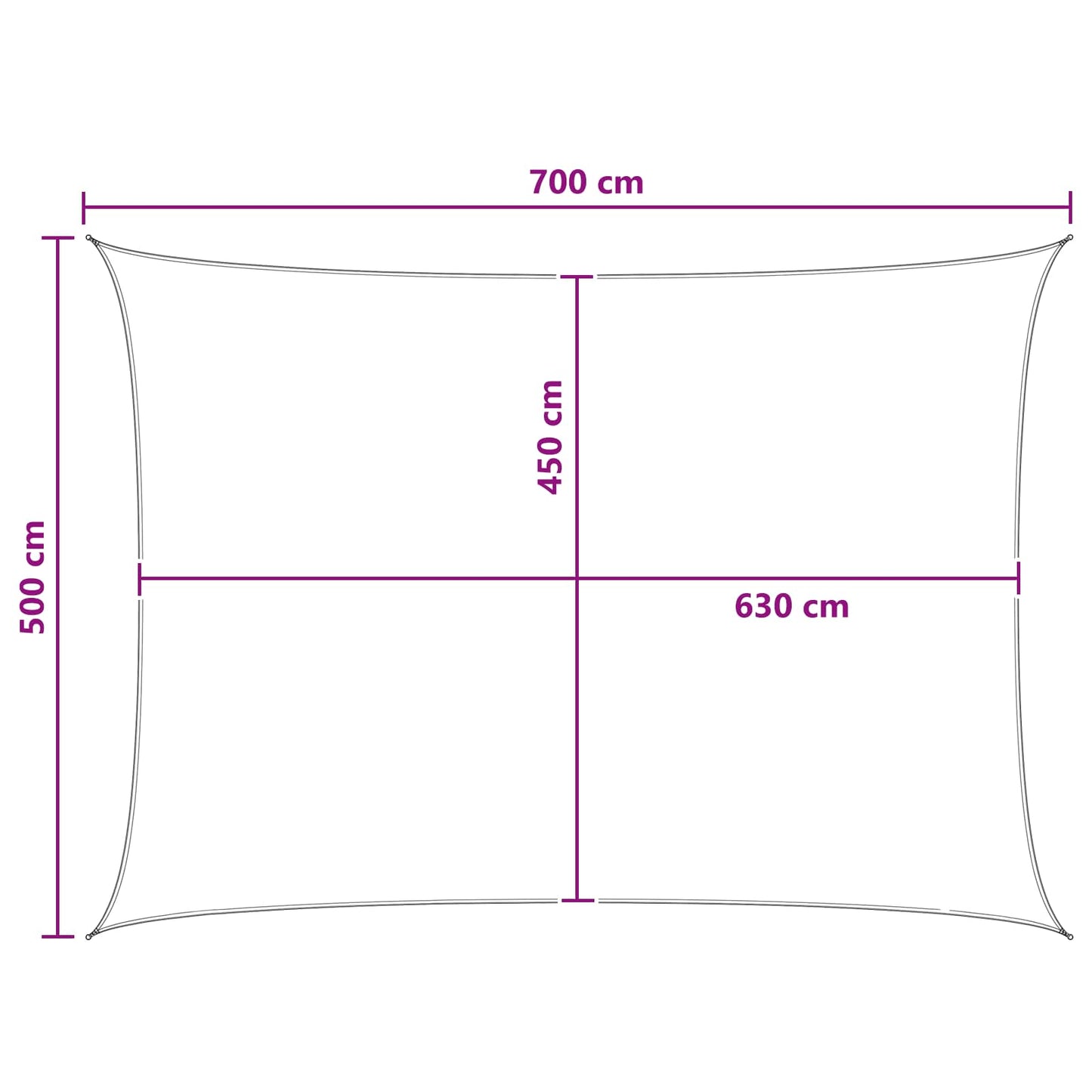 Solsejl Blå og Hvid 5 x 7 m HDPE
