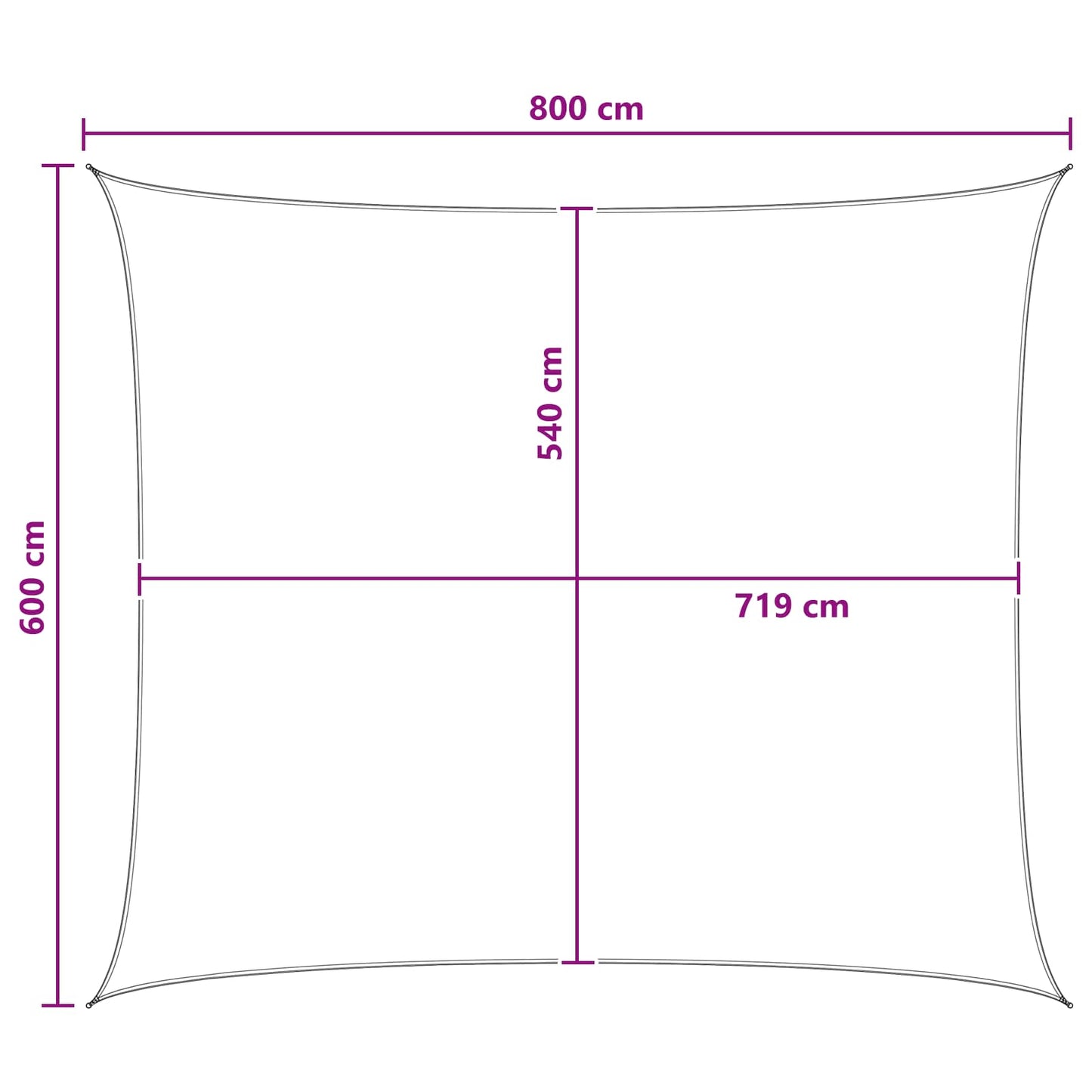 Solsejl Blå og Hvid 6 x 8 m HDPE
