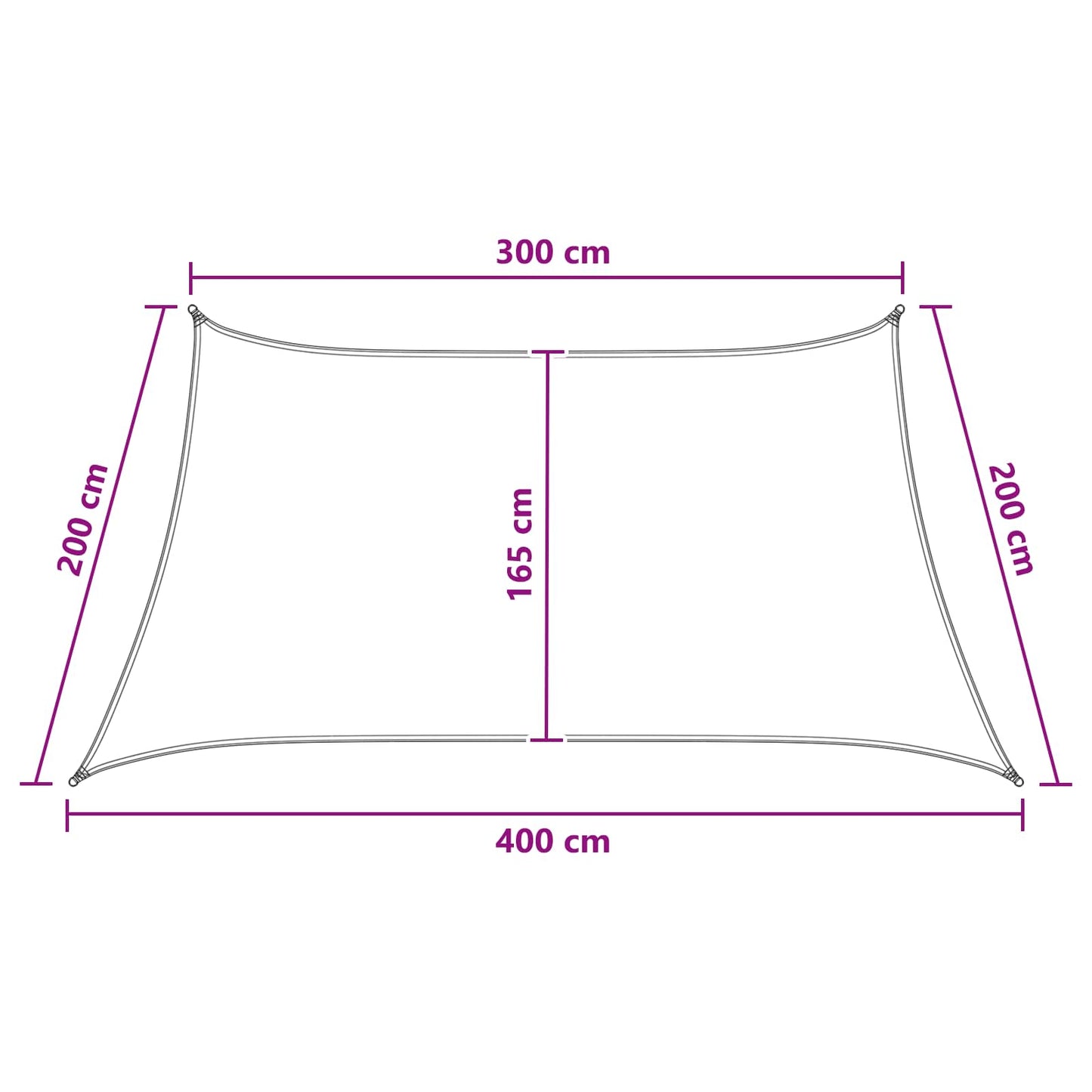 Solsejl Blå og Hvid 3 / 4 x 2 m HDPE