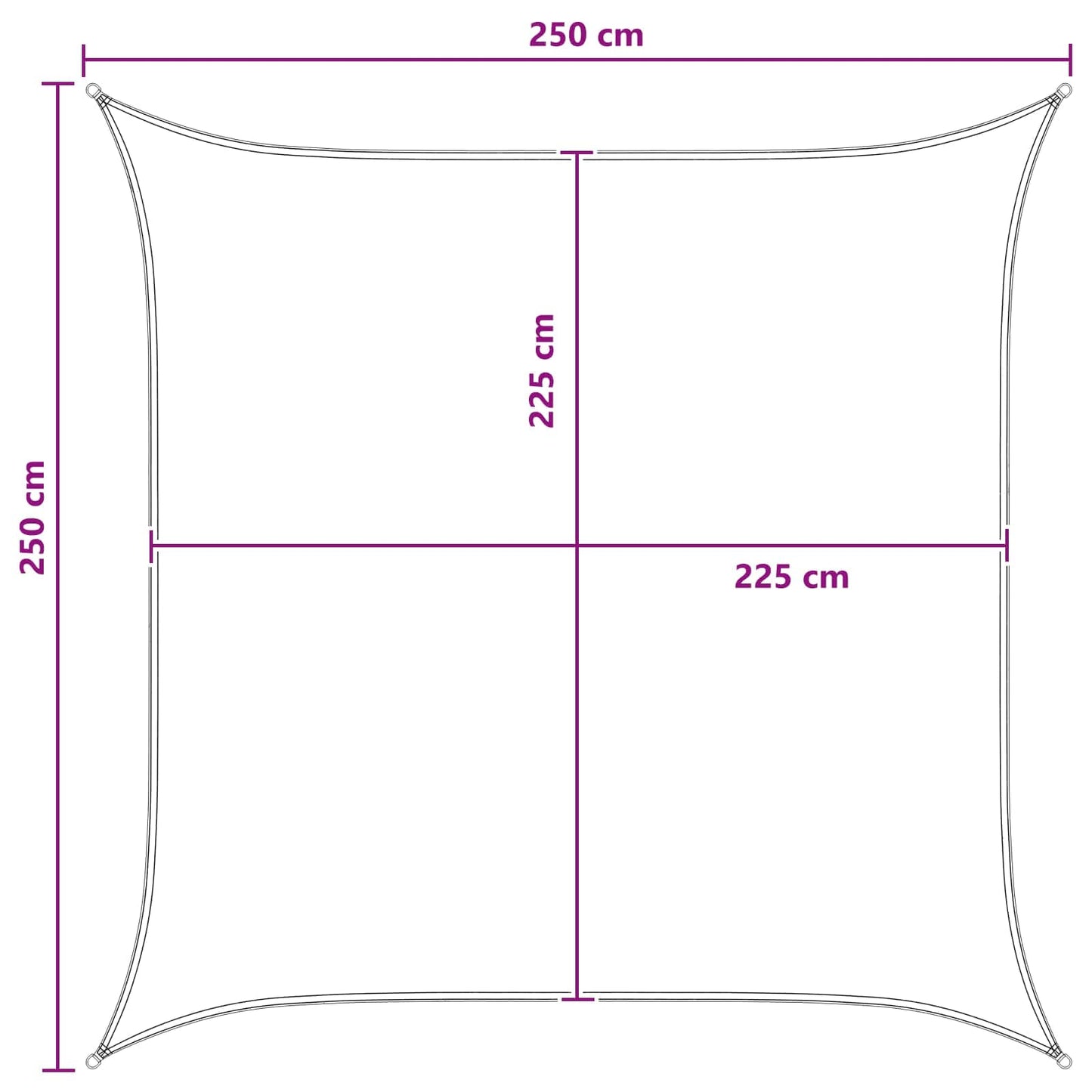 Solsejl Lys Grå og Hvid 2,5 x 2,5 m HDPE