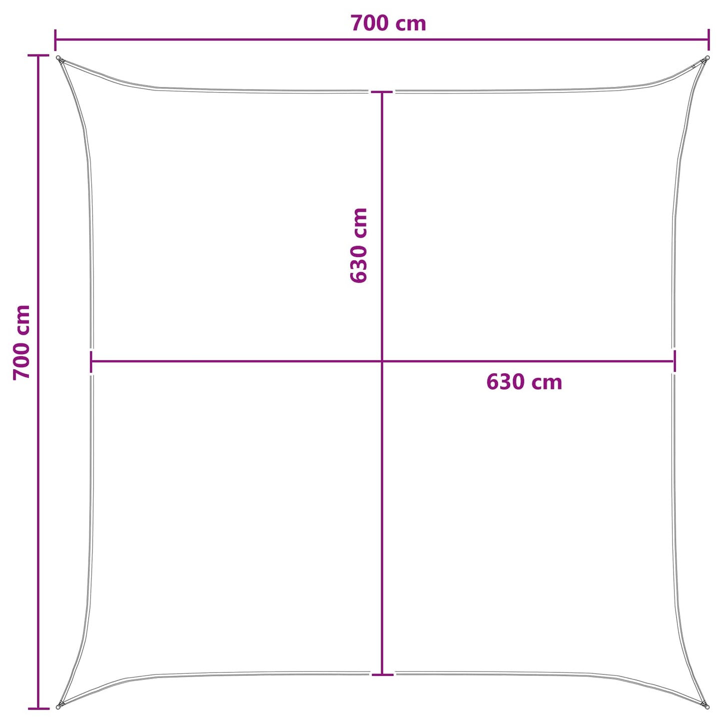 Solsejl Lys Grå og Hvid 7 x 7 m HDPE