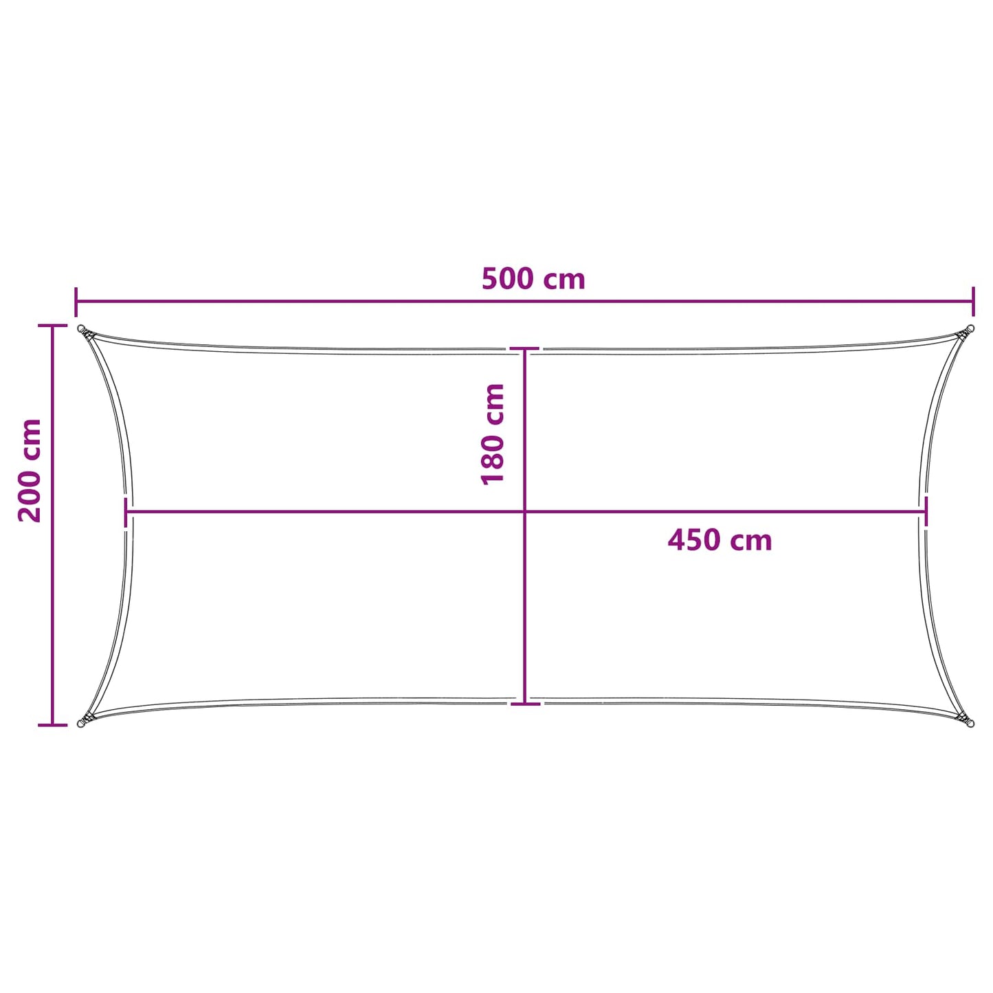 Solsejl Lys Grå og Hvid 2 x 5 m HDPE