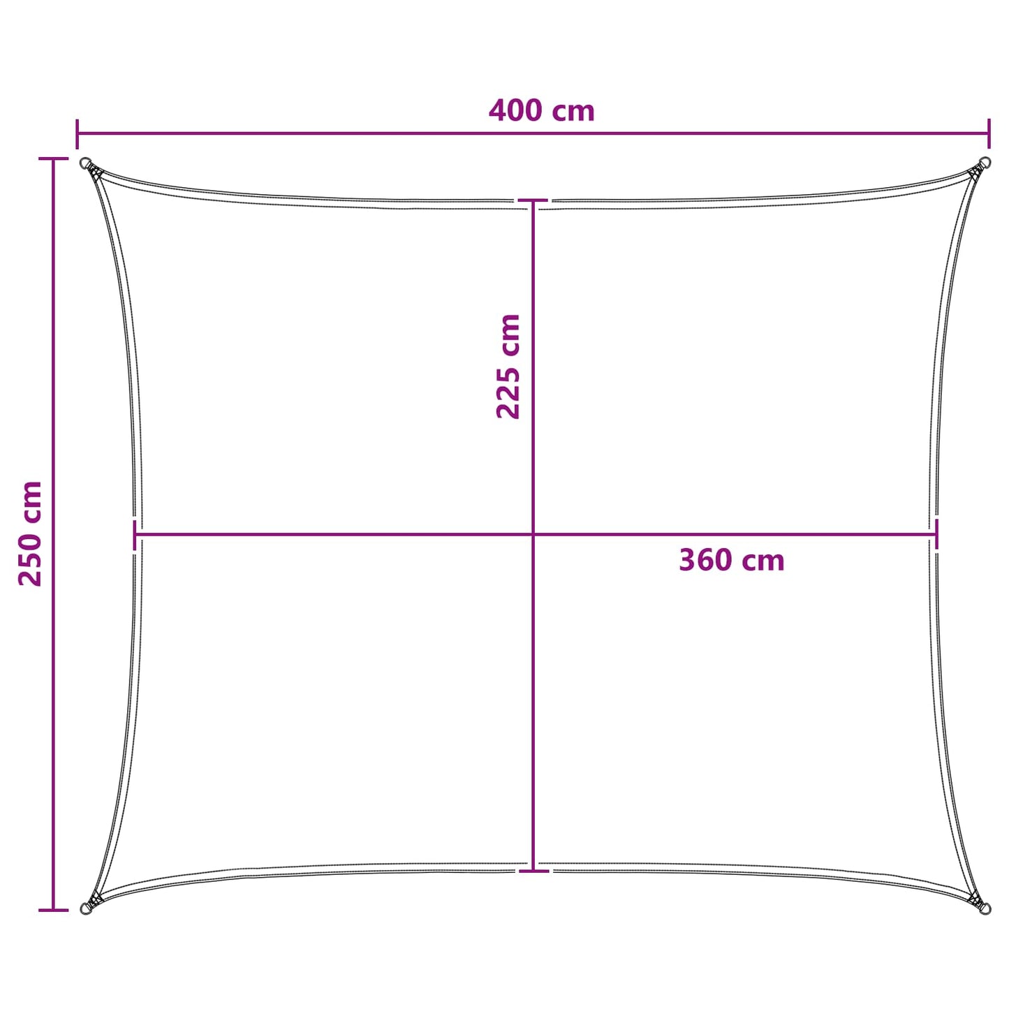 Solsejl Lys Grå og Hvid 2,5 x 4 m HDPE