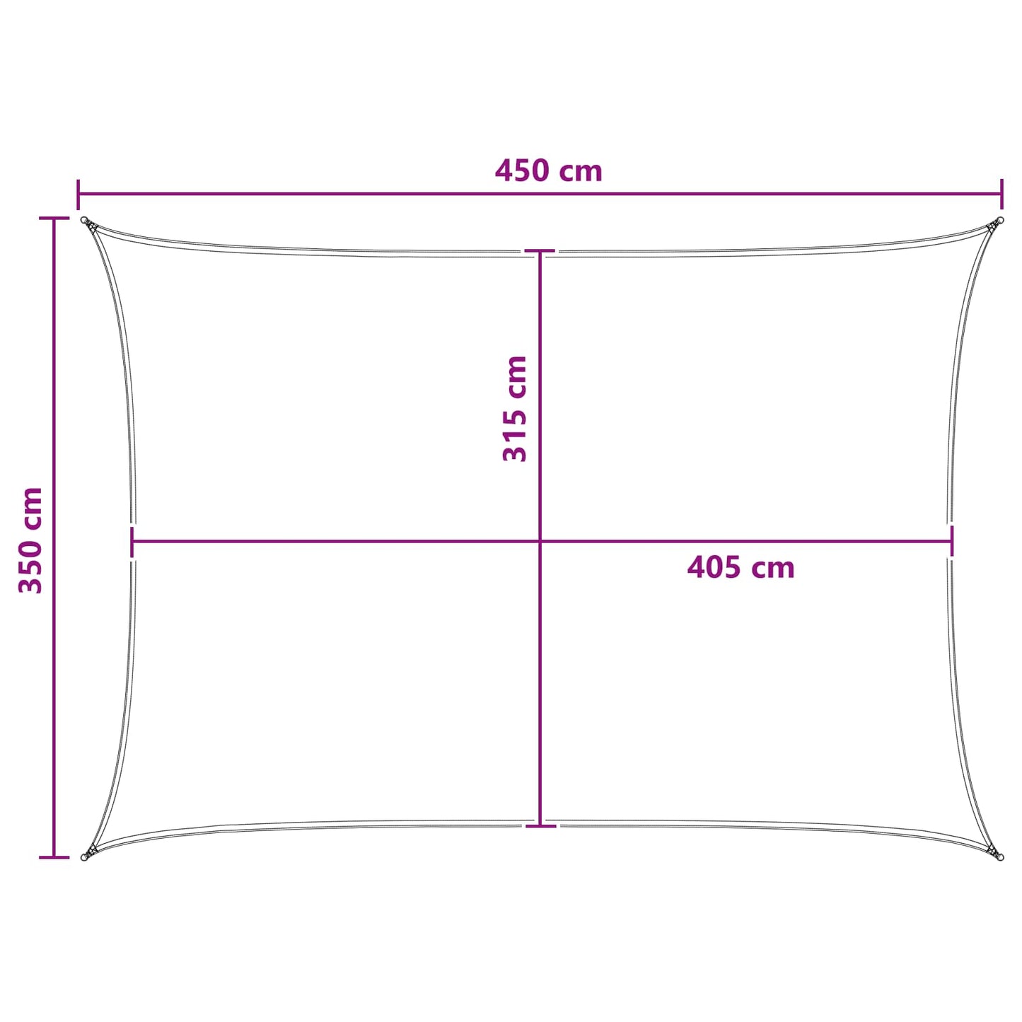 Solsejl Lys Grå og Hvid 3,5 x 4,5 m HDPE