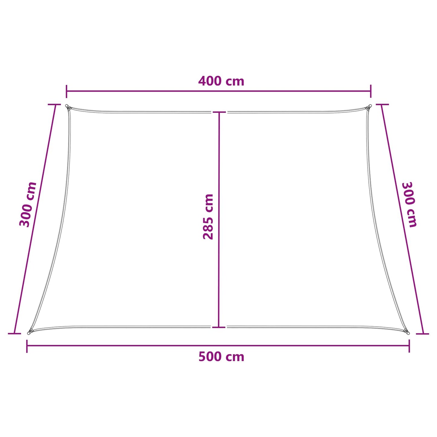 Solsejl Lys Grå og Hvid 4 / 5 x 3 m HDPE