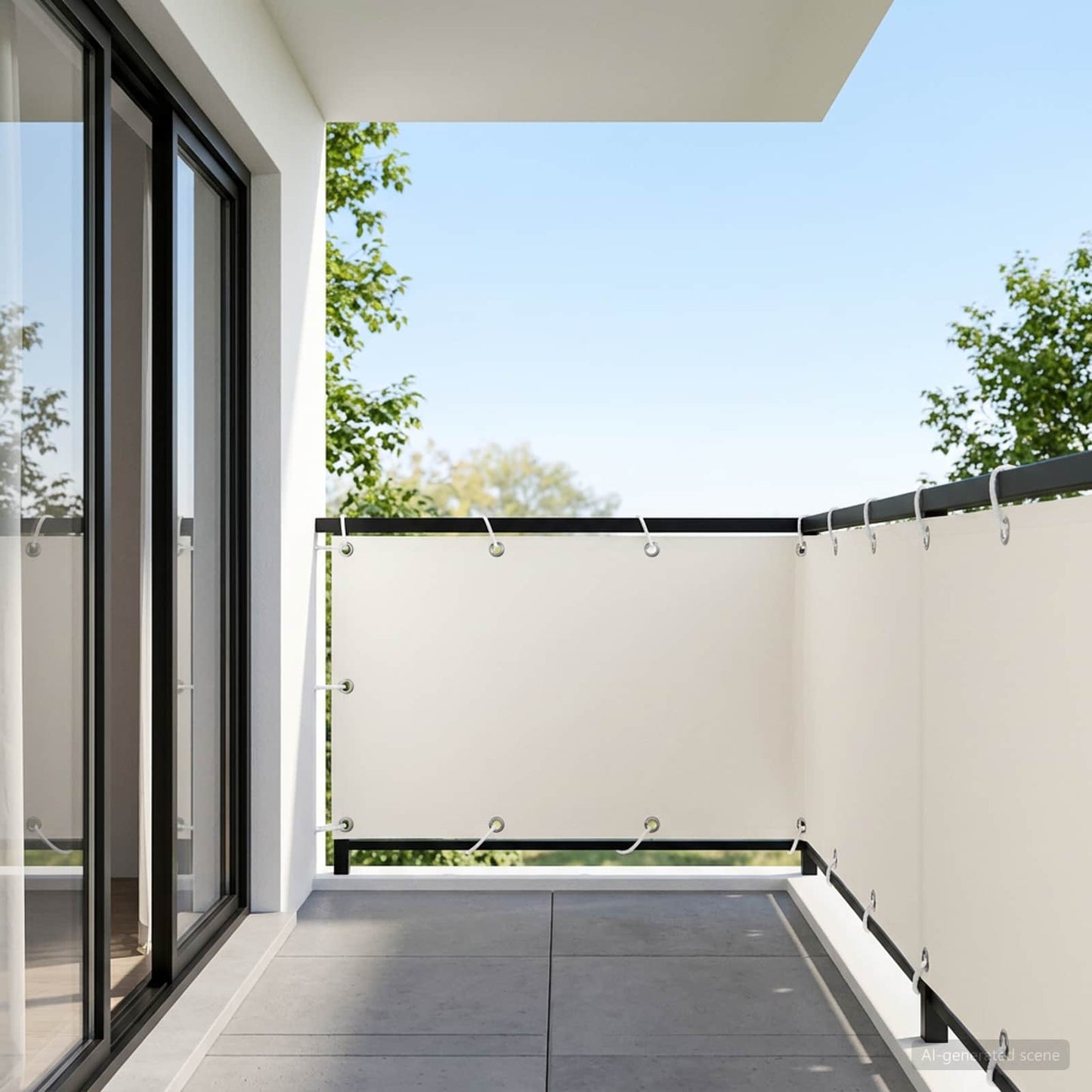 Balkon Afskærmning 150 x 200 cm Stof med PU-belægning Hvid