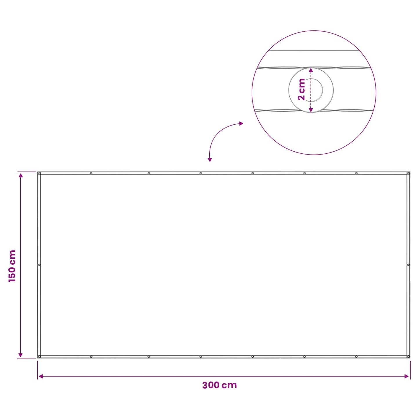 Balkon Afskærmning 150 x 300 cm Stof med PU-belægning