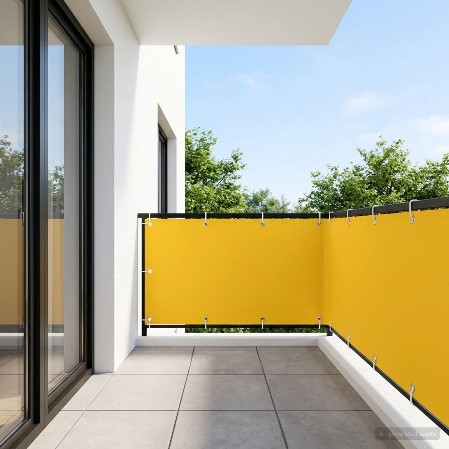Balkon Afskærmning 150 x 200 cm Stof med PU-belægning Gul