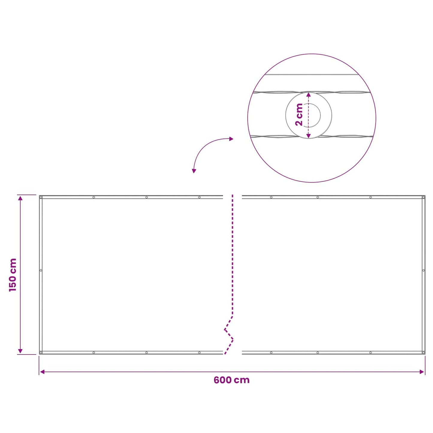 Balkon Afskærmning 150 x 600 cm Stof med PU-belægning