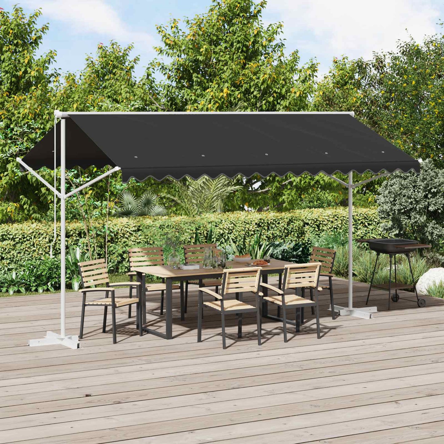 Fritstående markise 4 × 3 m Polyester Antracit