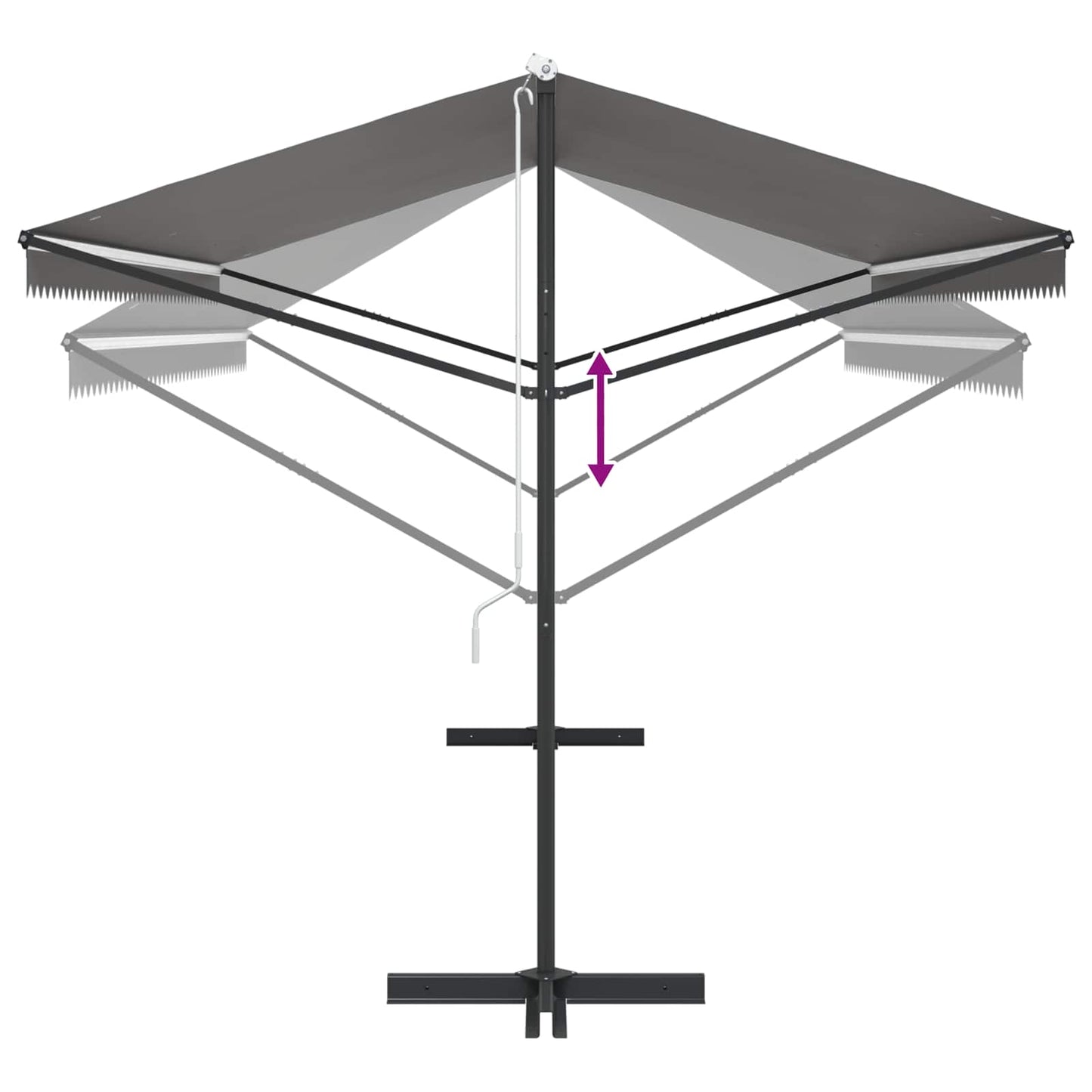 Fritstående markise Grå 5 x 3 m Polyester