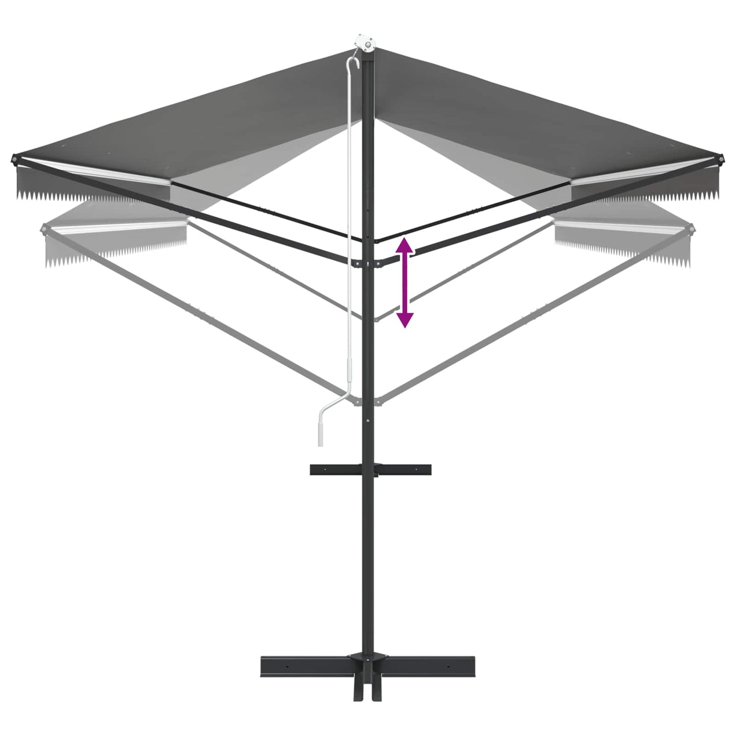 Fritstående markise Grå 6 x 3 m Polyester