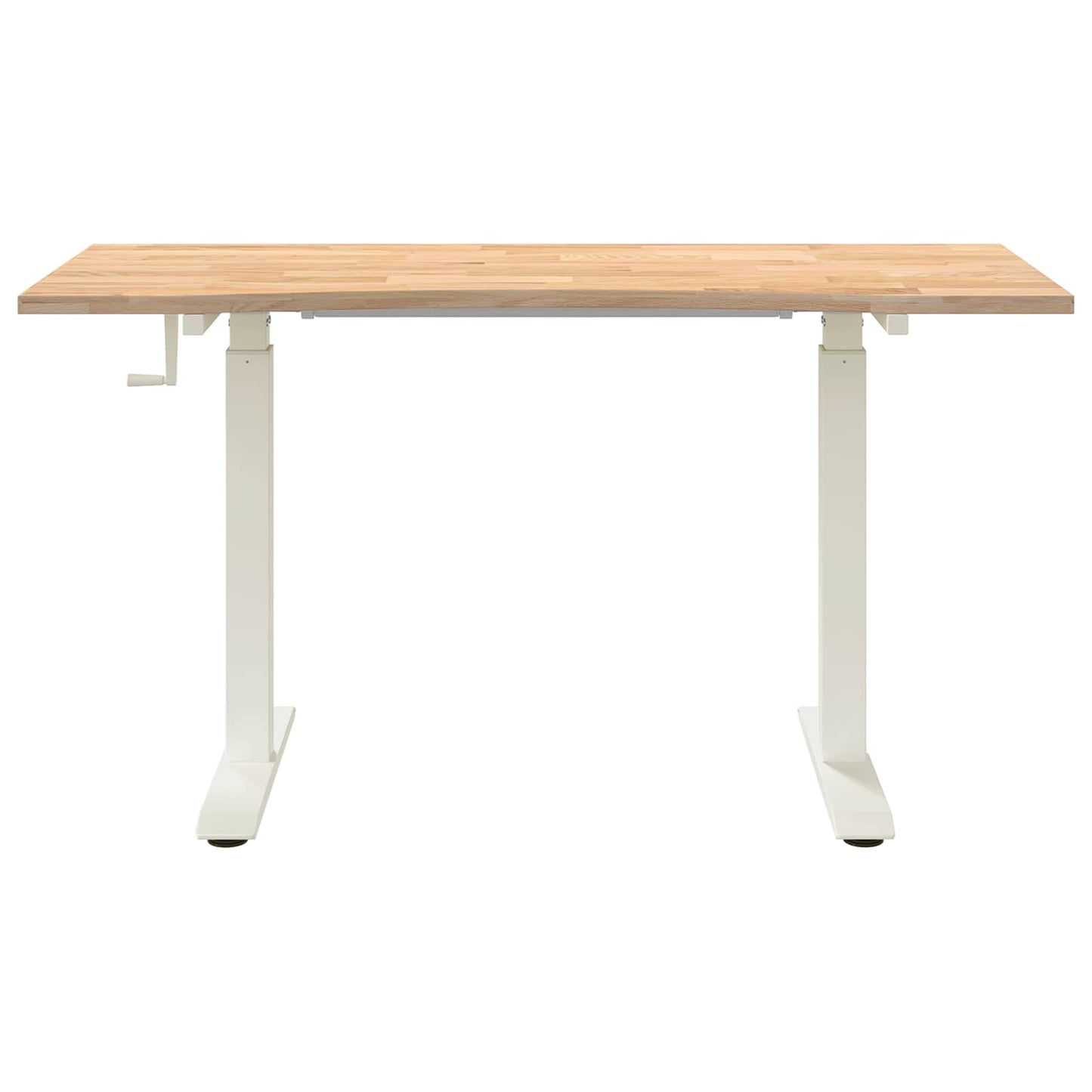 Bord med opbevaring Hvid og Naturlig 140 x 60 cm Massivt Eg Træ