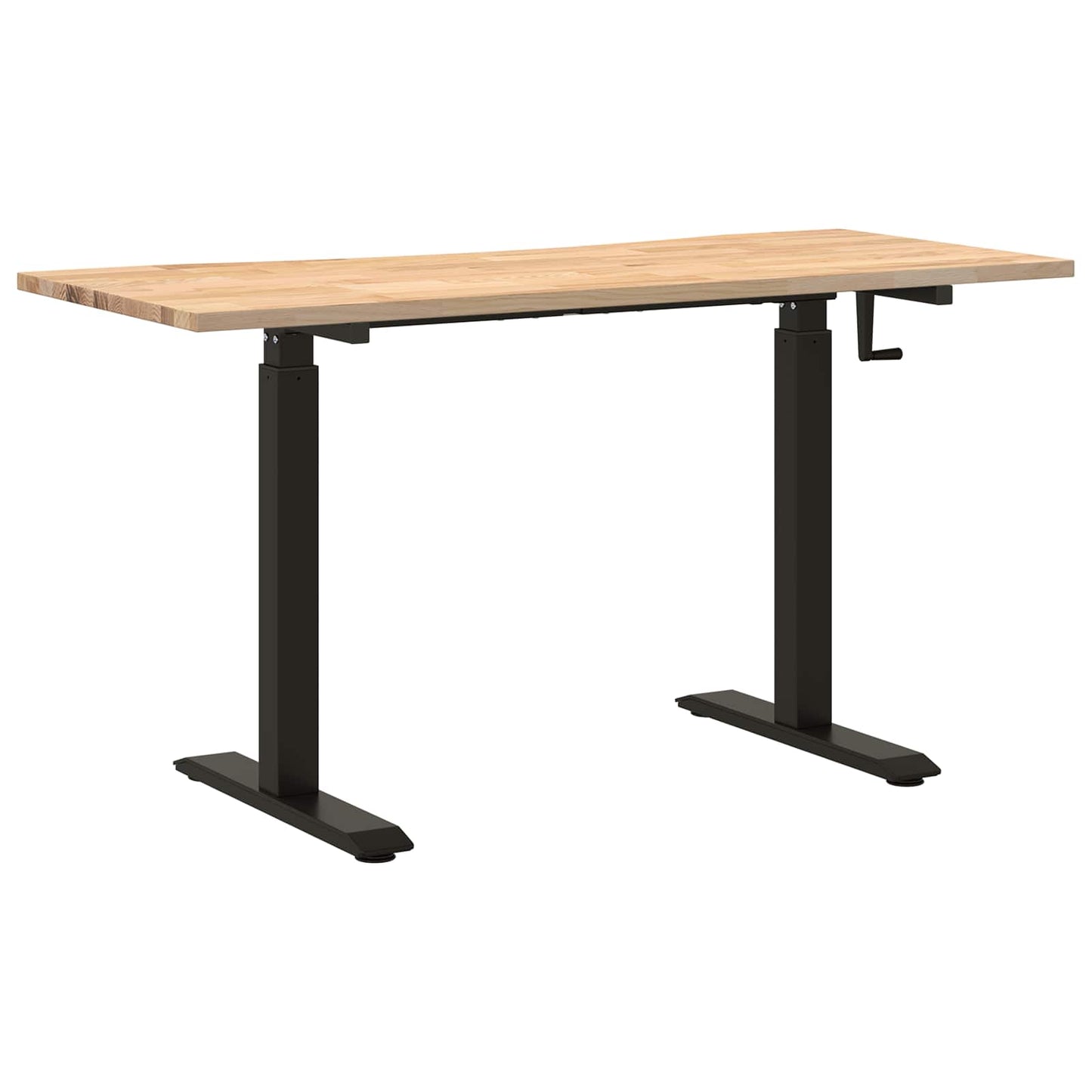 Bord med opbevaring Sort og naturlig 140 x 60 cm Massivt Eg Træ