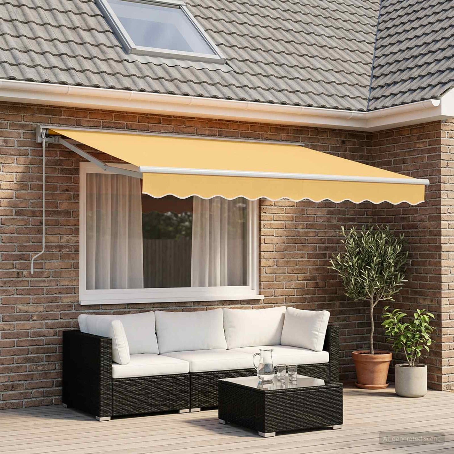 Udtrækkelig markise Sandfarvet 3,5 x 2 m Polyester og Aluminium