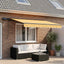 Manuel markise-ramme med LED-lys Sandfarvet 3,5 x 2 m